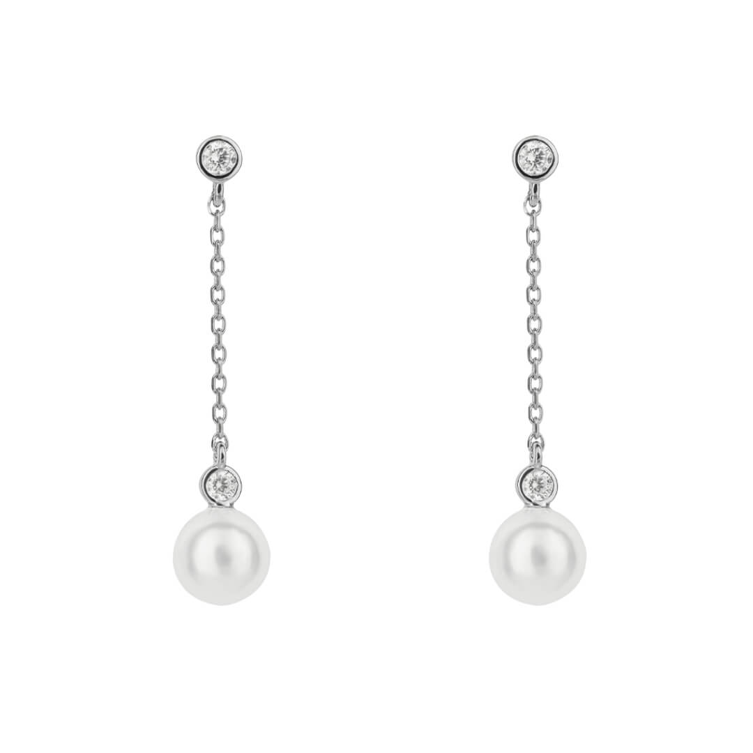 Shell Pearl Chain Drop Earrings