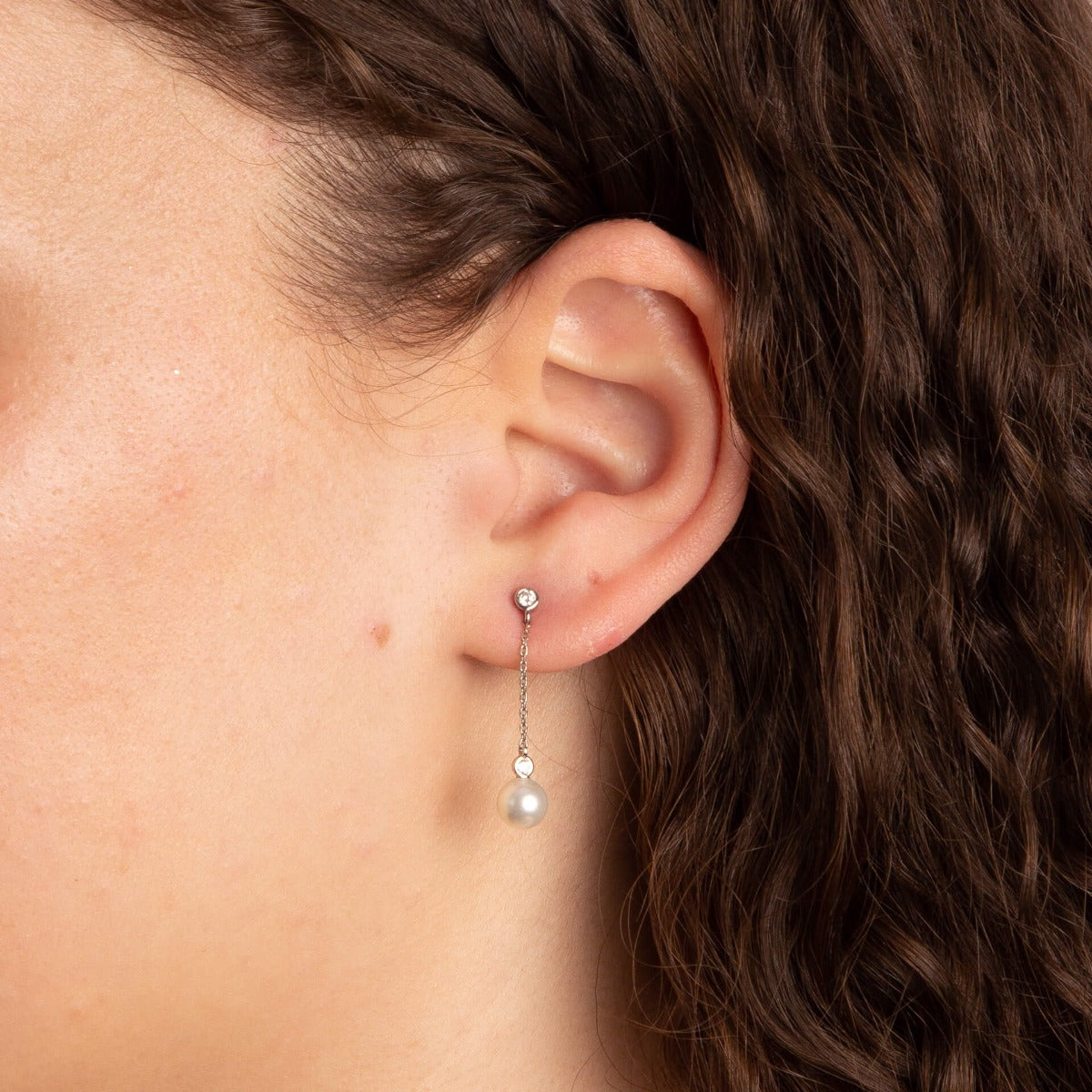 Shell Pearl Chain Drop Earrings