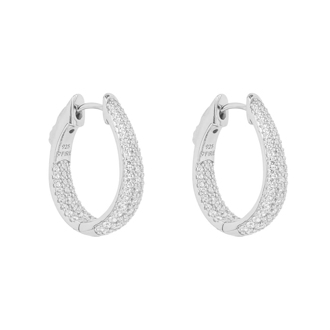 Pave Set Zirconia Hoop Earrings