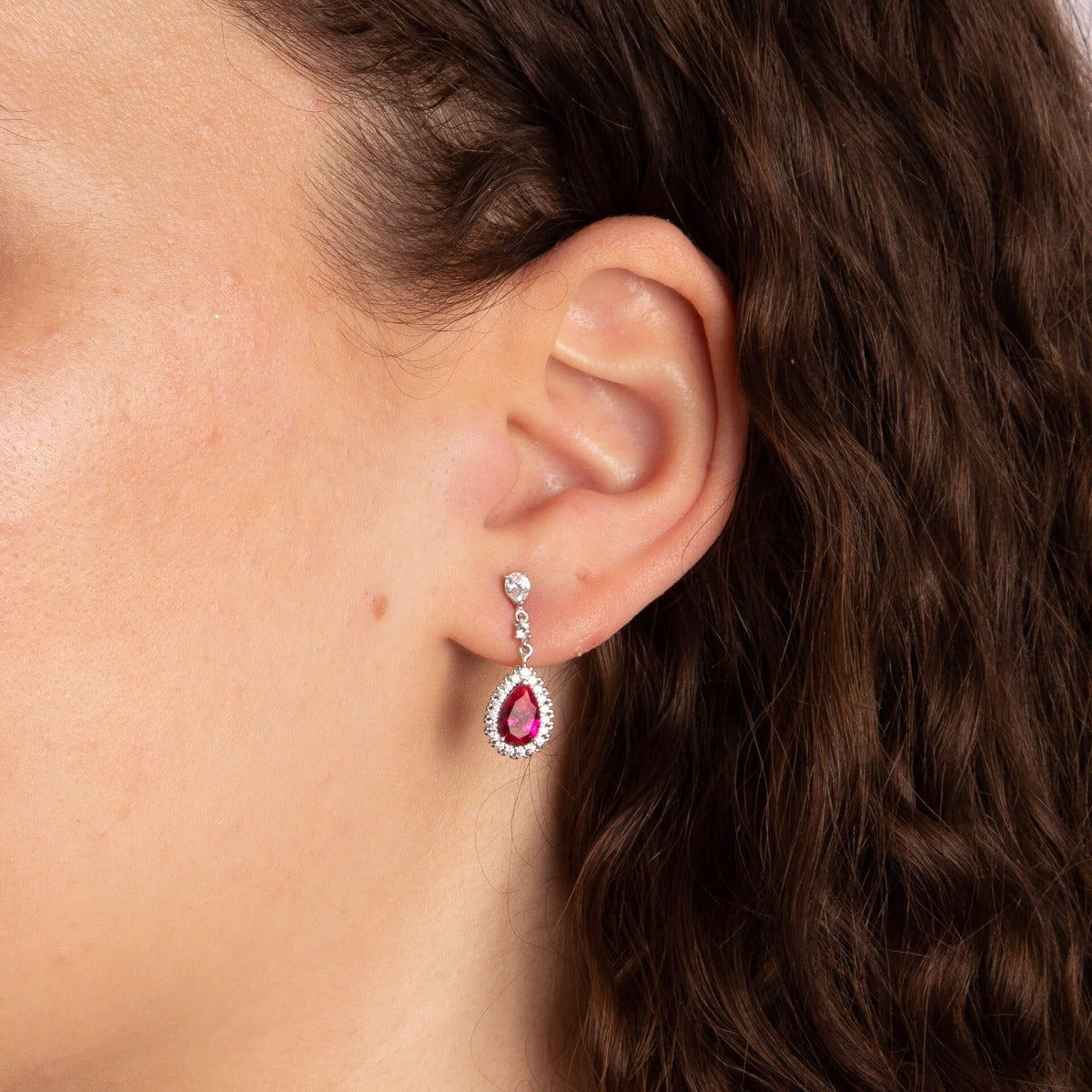 Teardrop and Pave Surround Earrings