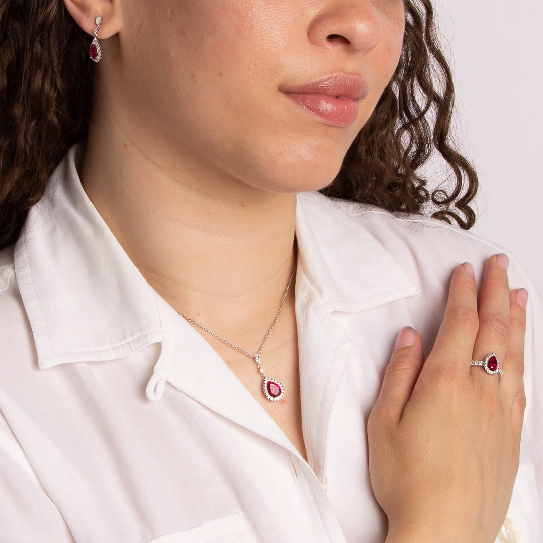 Teardrop and Pave Surround Earrings