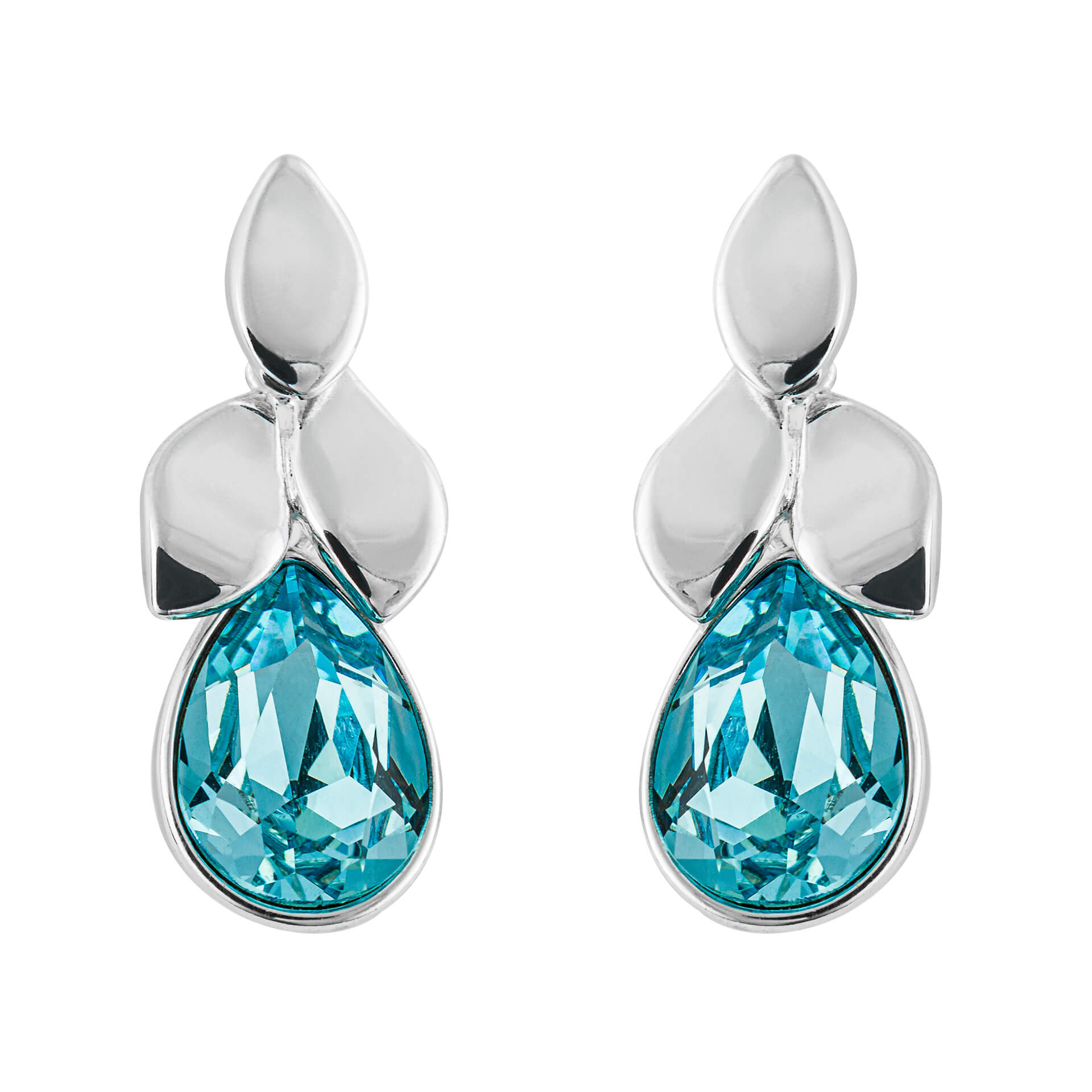 Petal Drop Stud Earrings with Crystal