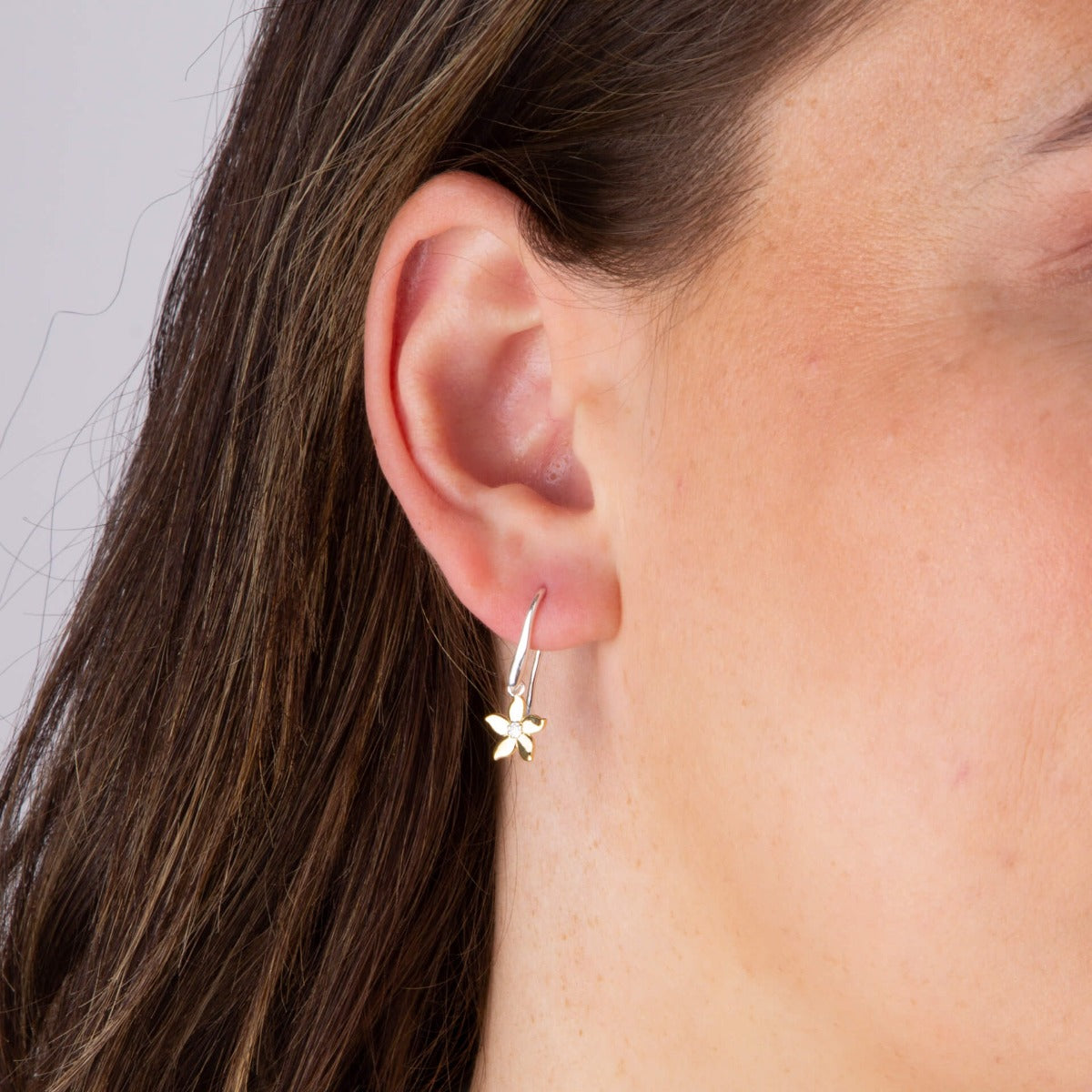 Jasmine Flower Drop Earrings with Yellow Gold Plating