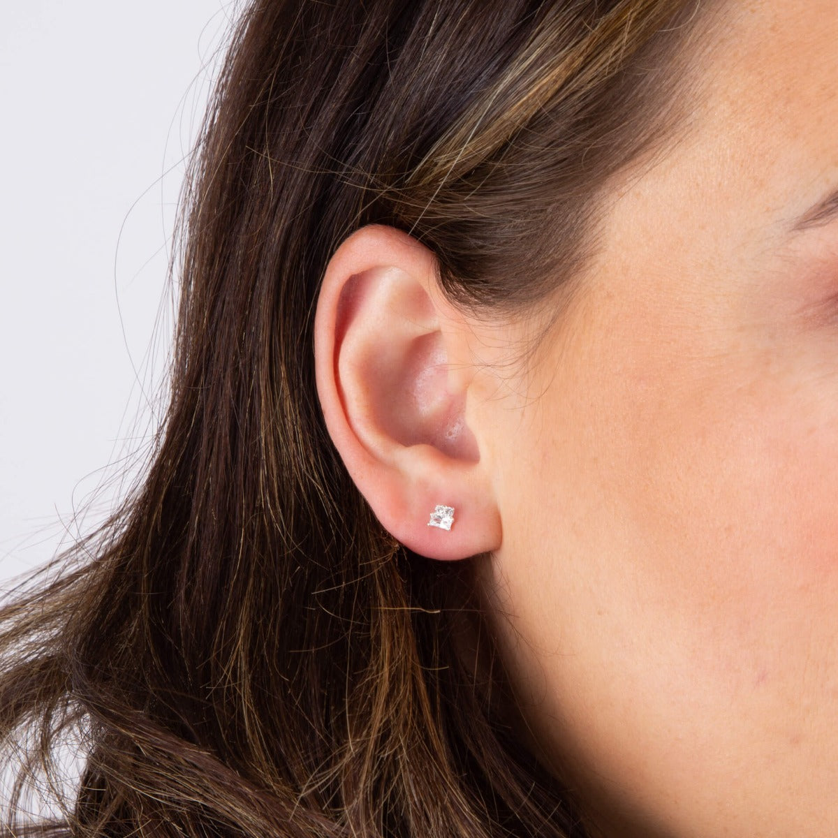 Baguette and Round Cubic Zirconia Stud Earrings
