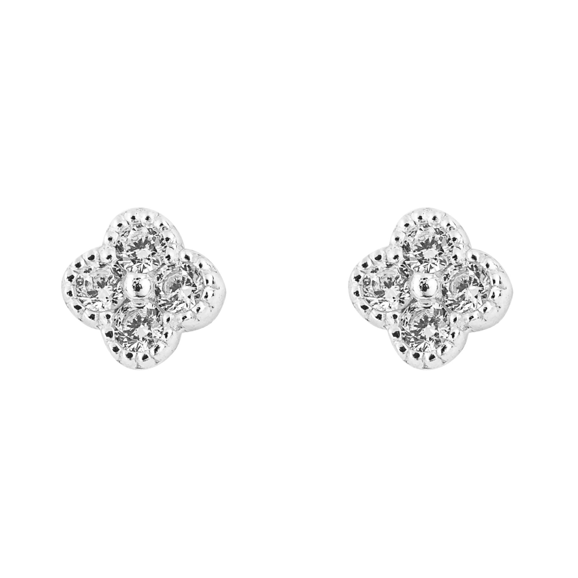Flower Stud Earrings with Cubic Zirconia