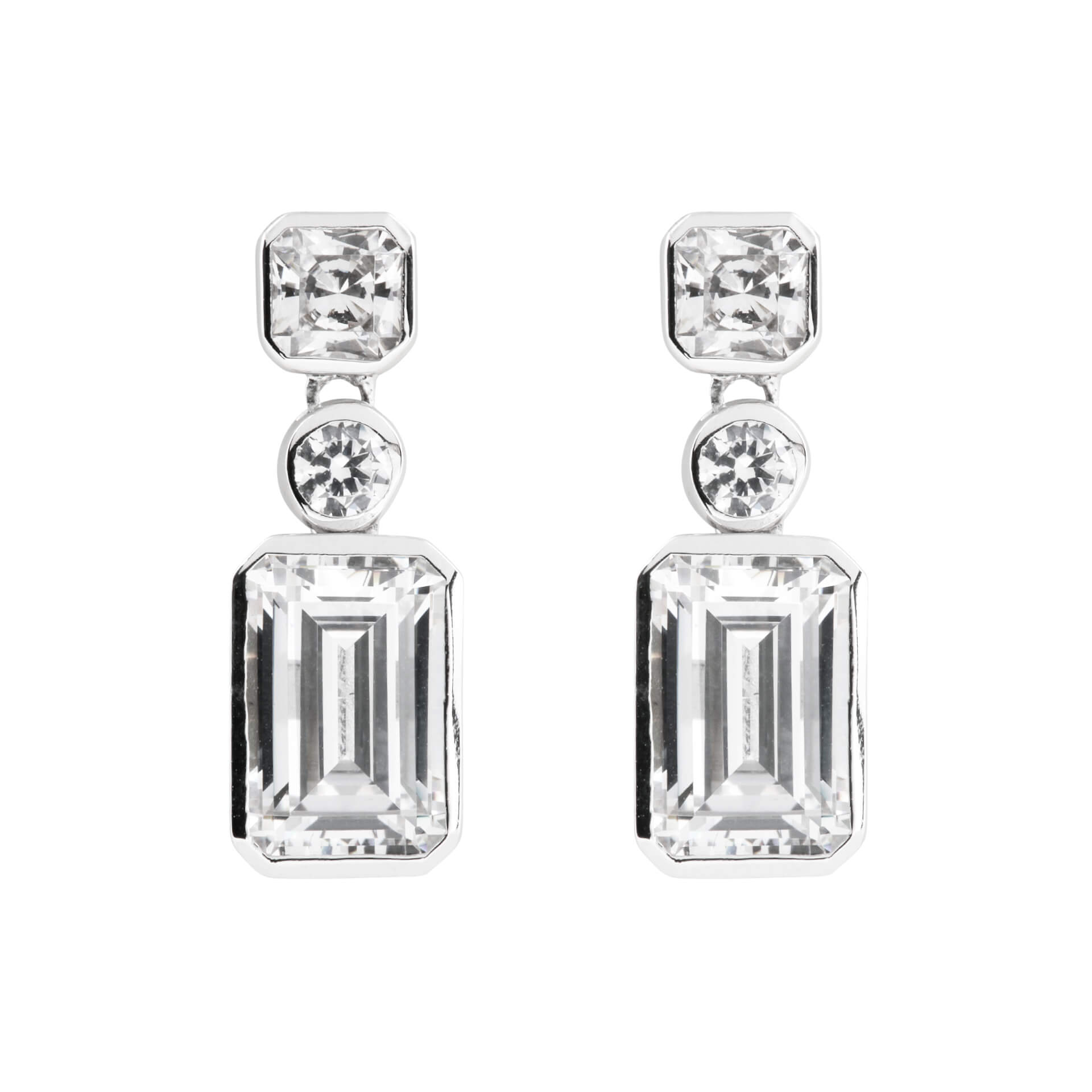 Tri-Stone Drop Earrings