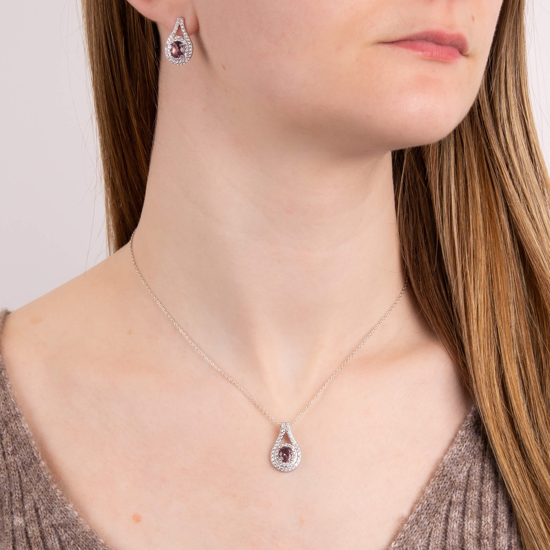 Teardrop Pink Zirconia Pendant