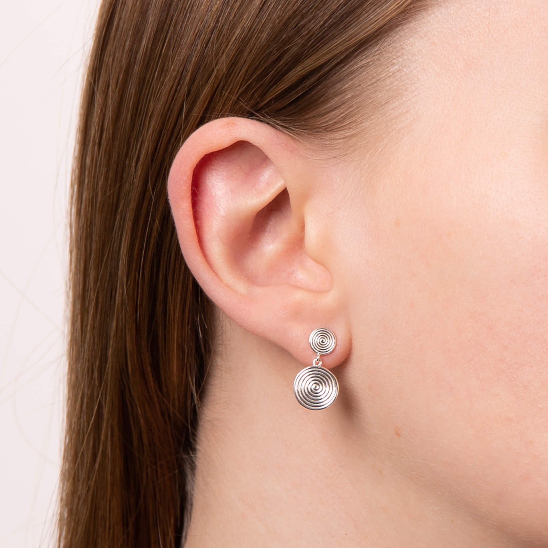 Double Spiral Disc Drop Earrings