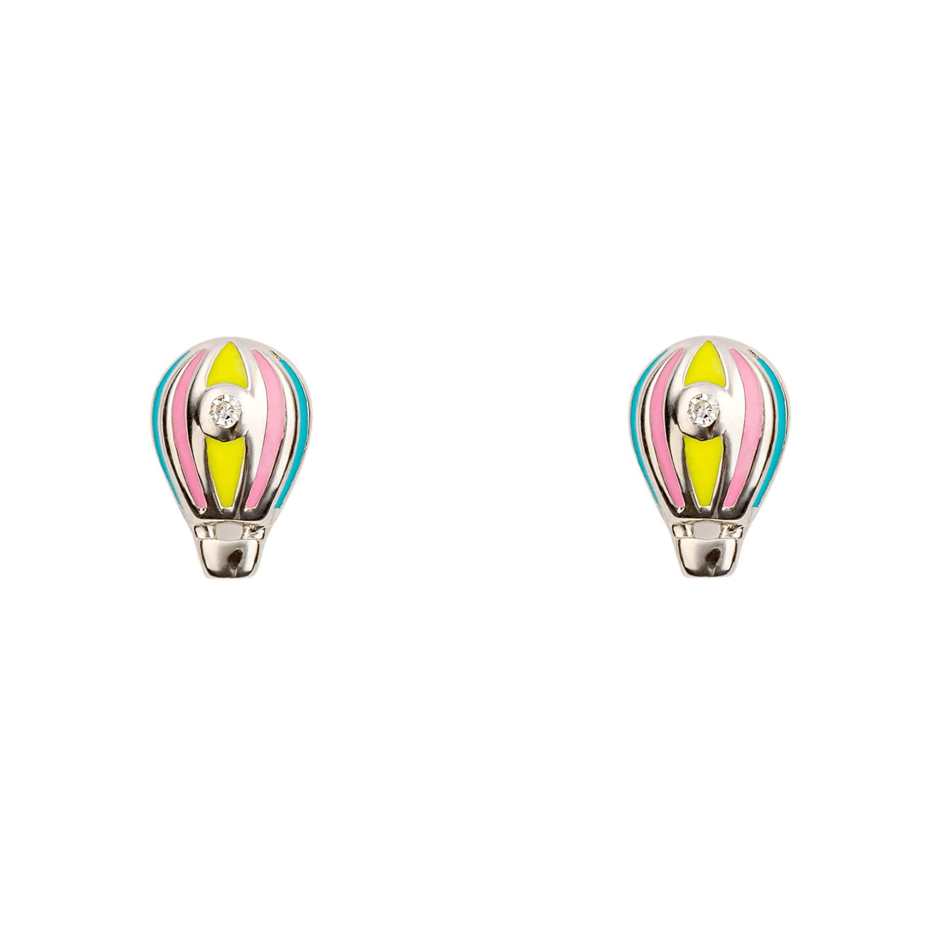 Enamel Hot Air Balloon Stud Earrings with Diamond
