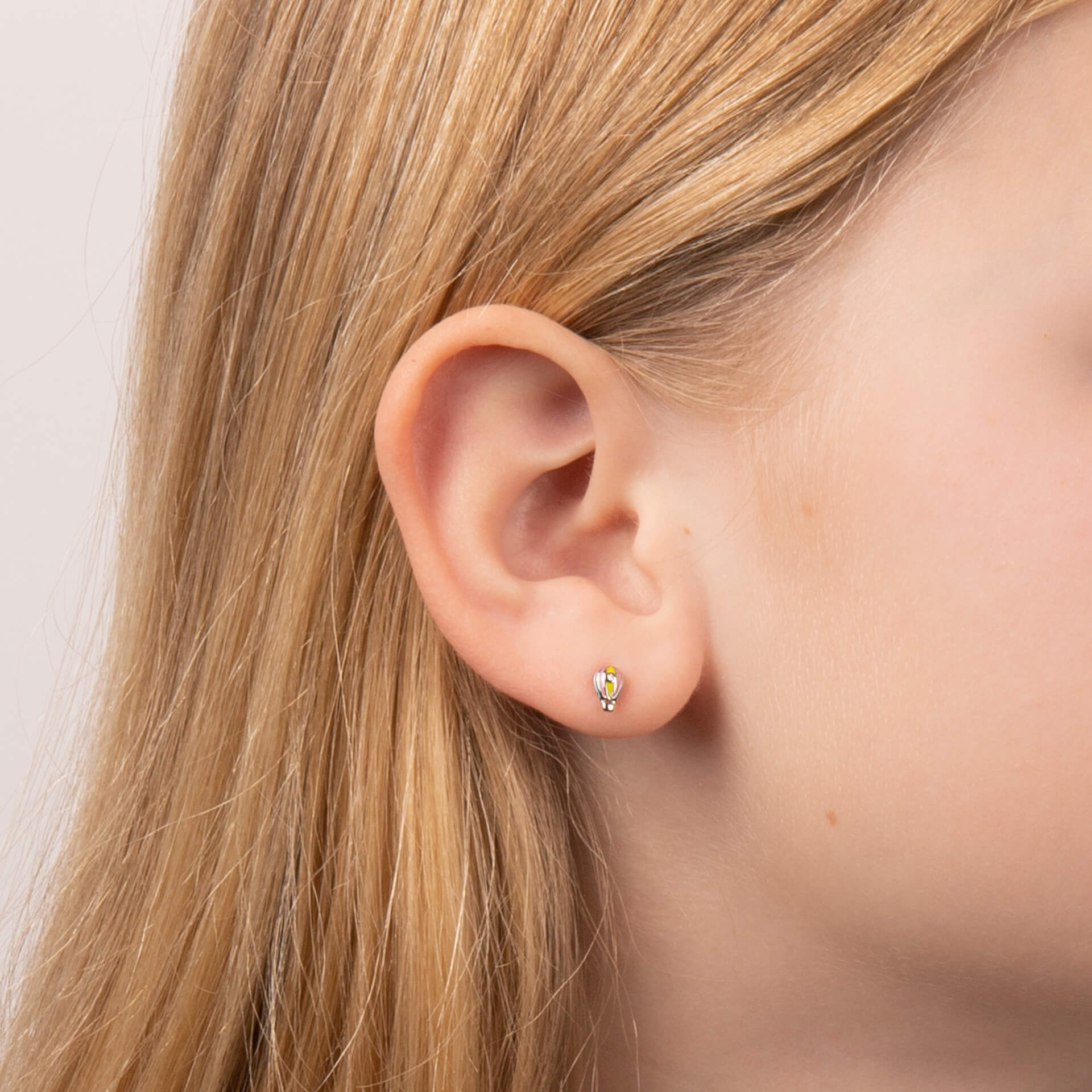 Enamel Hot Air Balloon Stud Earrings with Diamond