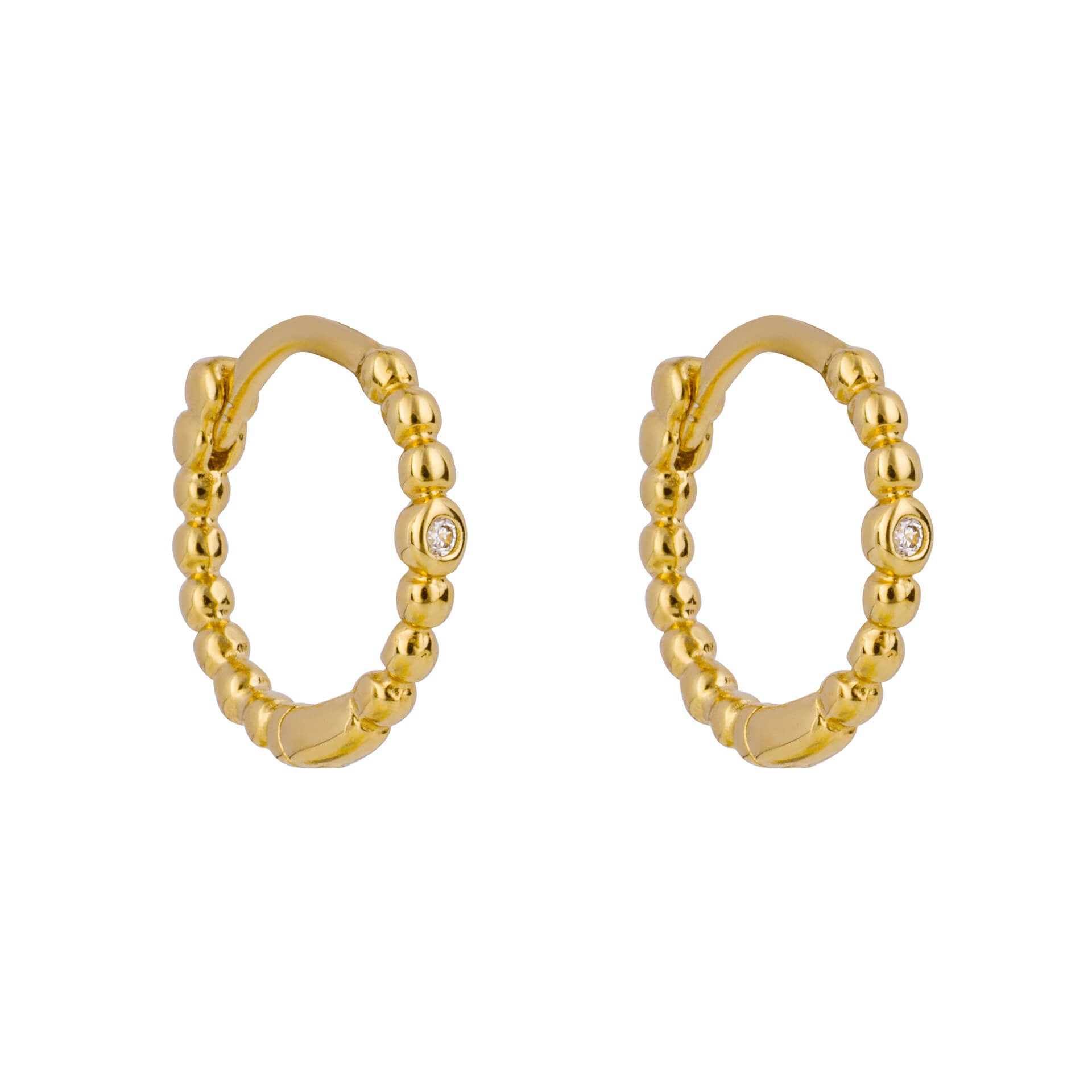 Beaded Hoop Earrings with Cubic Zirconia