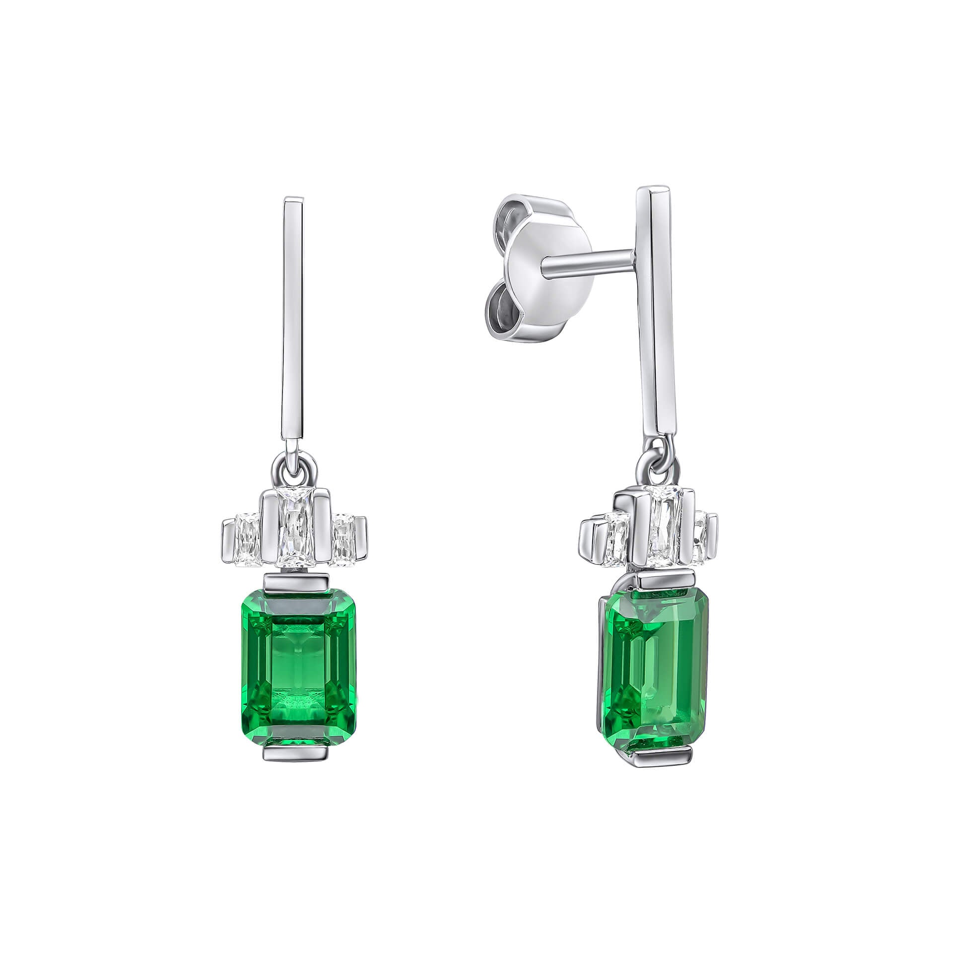 Emerald Cut Zirconia Drop Earrings