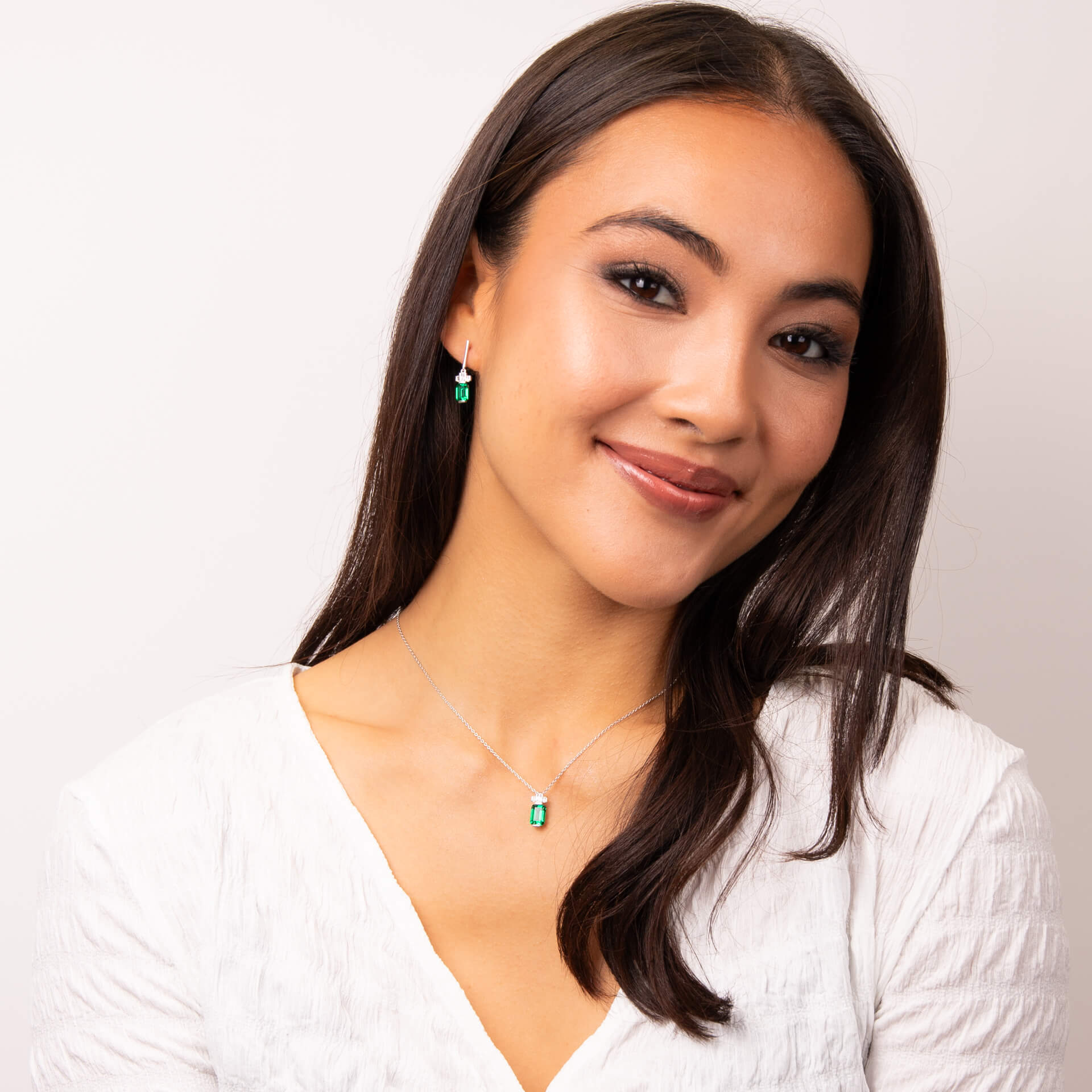 Emerald Cut Zirconia Drop Earrings