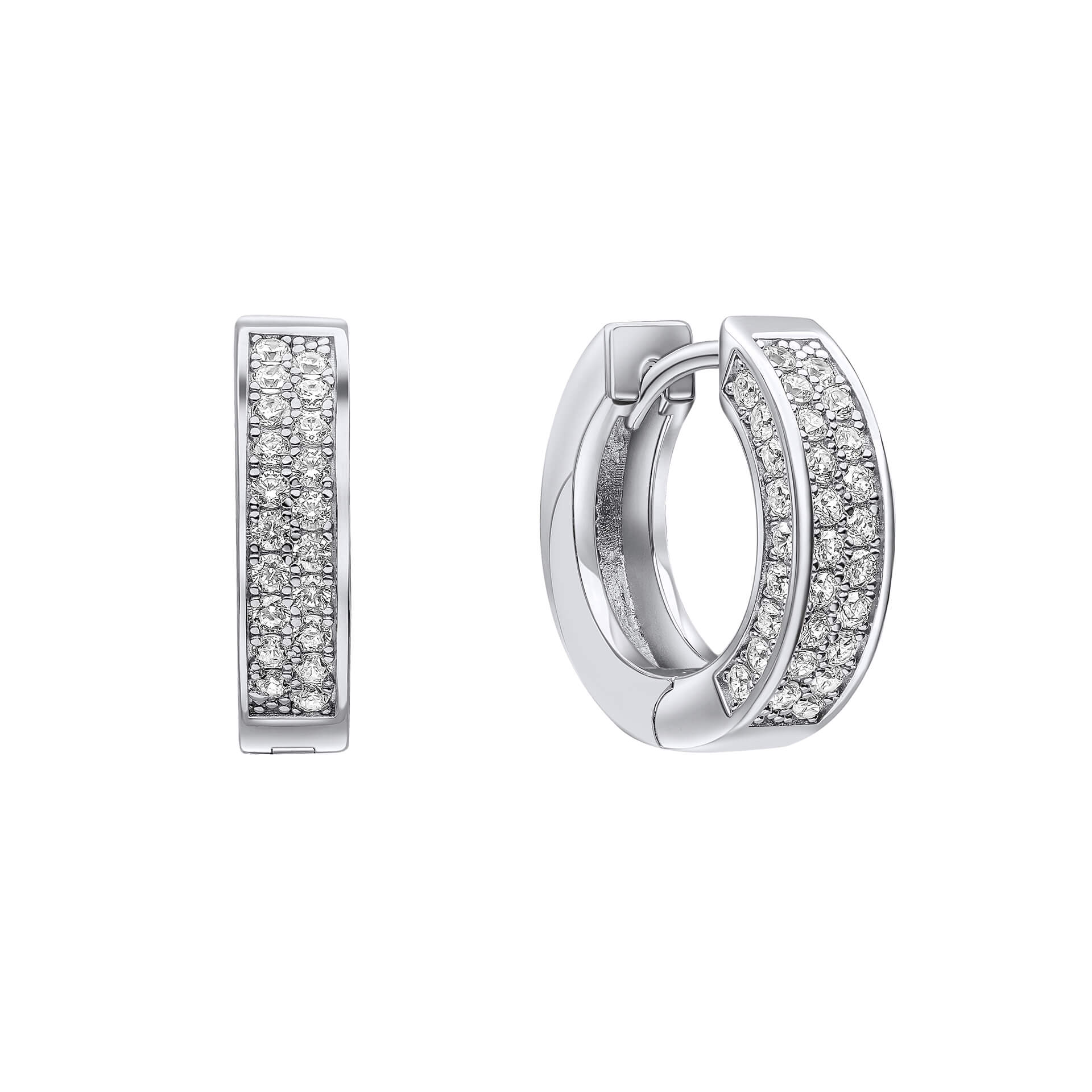 Half Pave Band Hoop Earrings