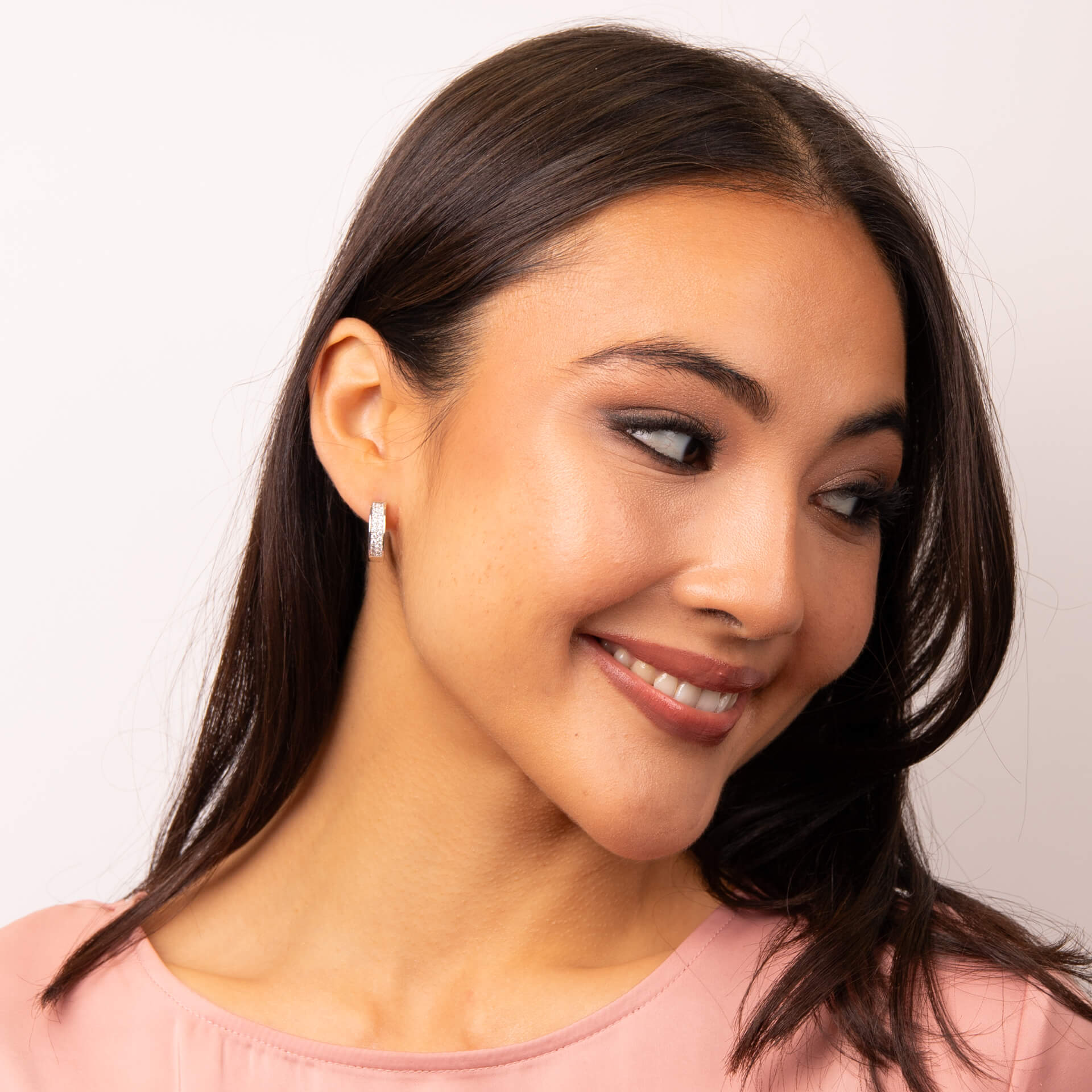 Half Pave Band Hoop Earrings