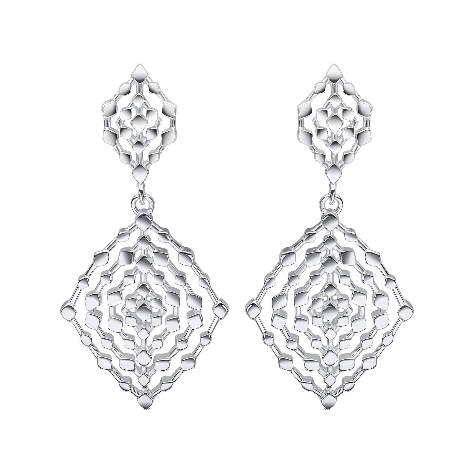 Geometrical Lace Textured Drop Earrings