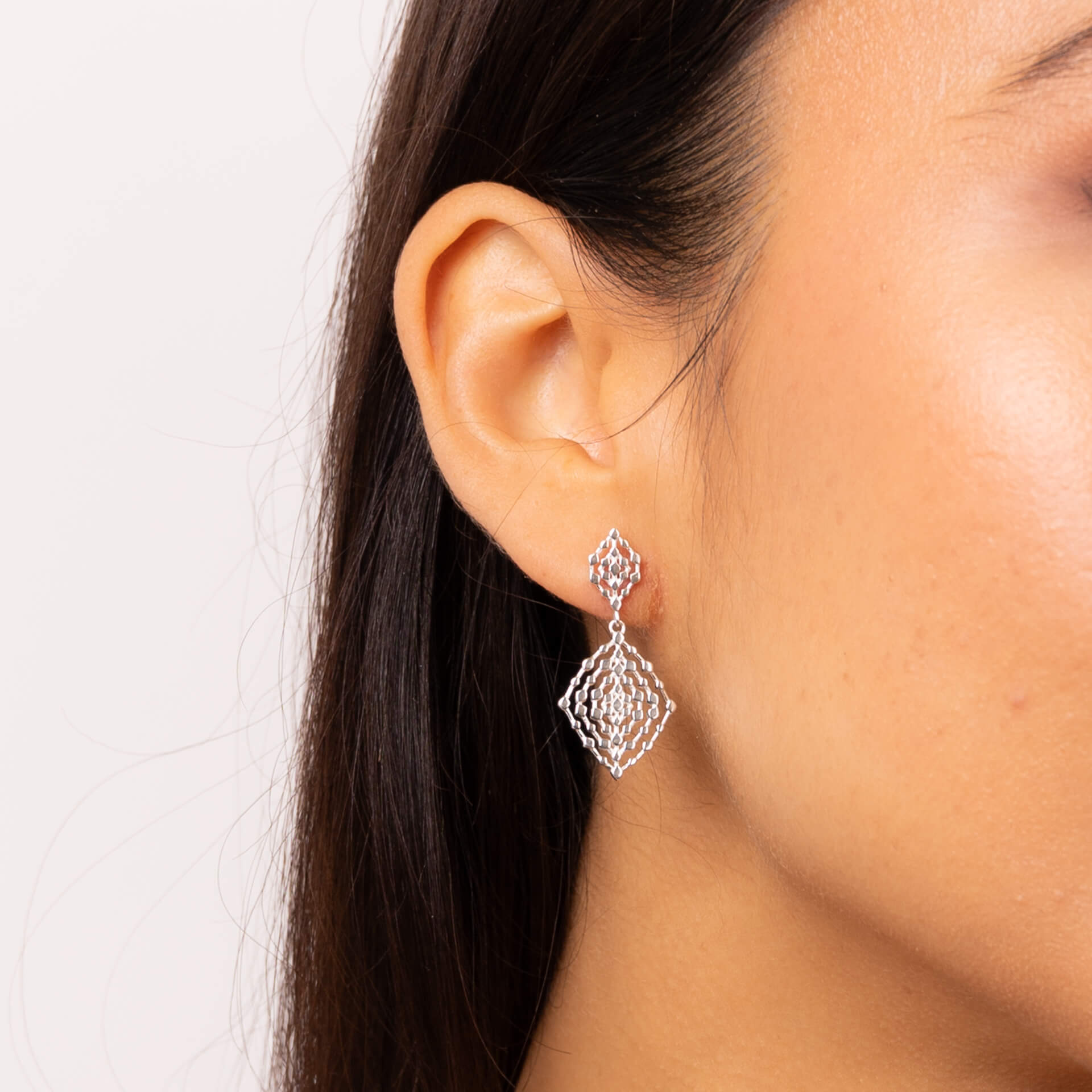 Geometrical Lace Textured Drop Earrings