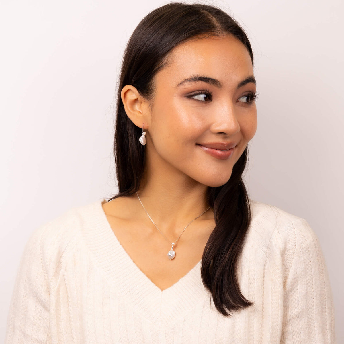 Double Pearl Drop Earrings