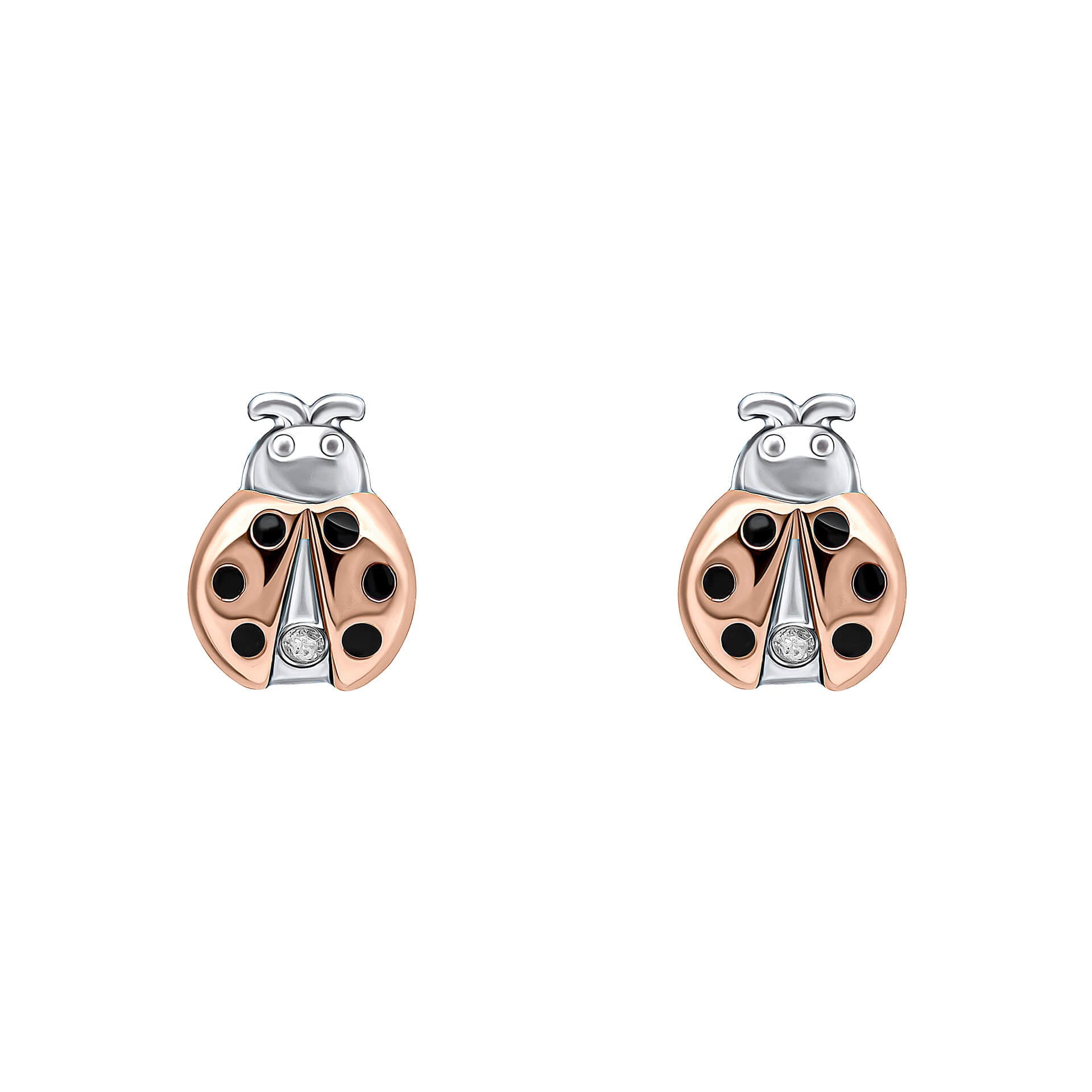 Ladybird Stud Earrings with Diamond
