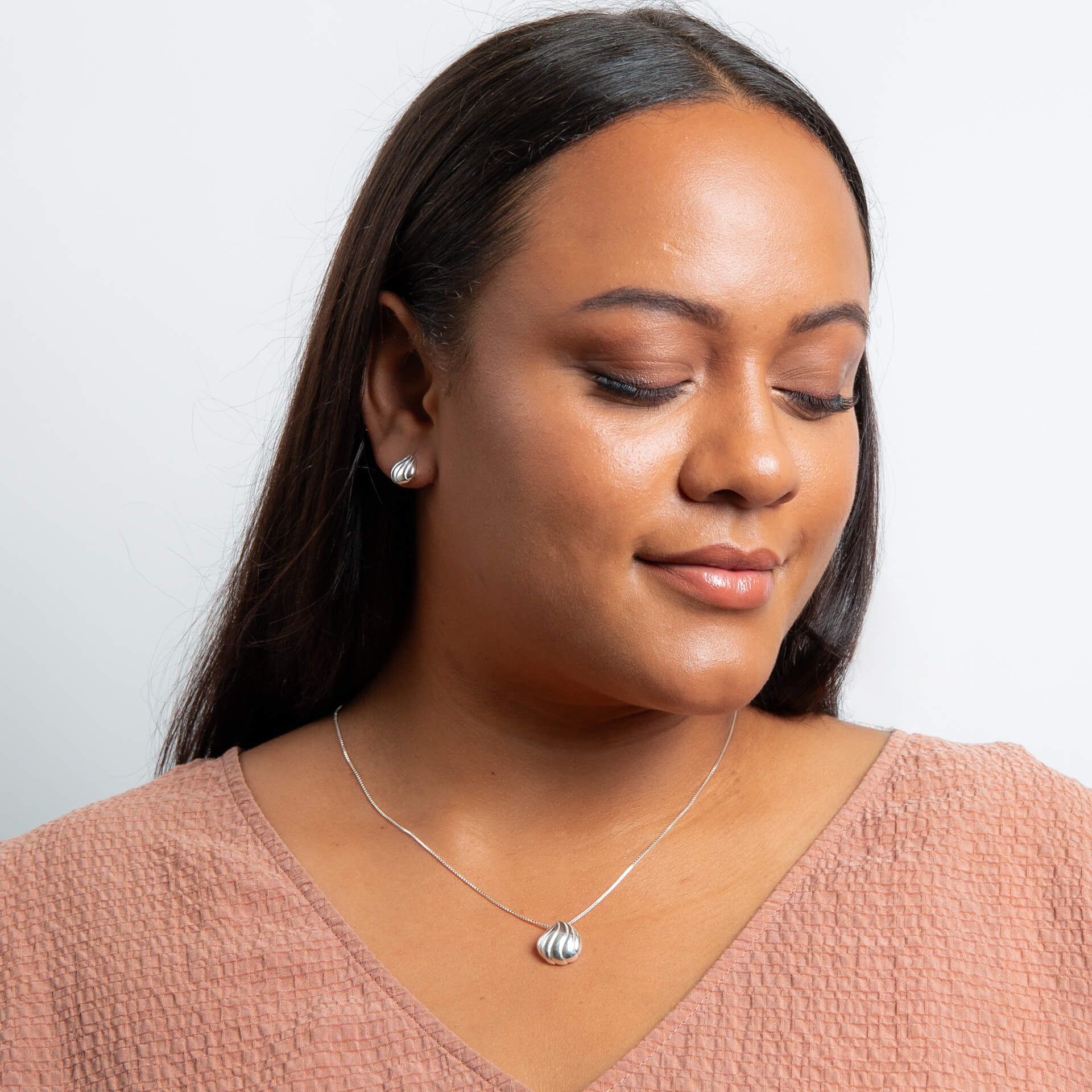 Organic Wave Teardrop Stud Earrings