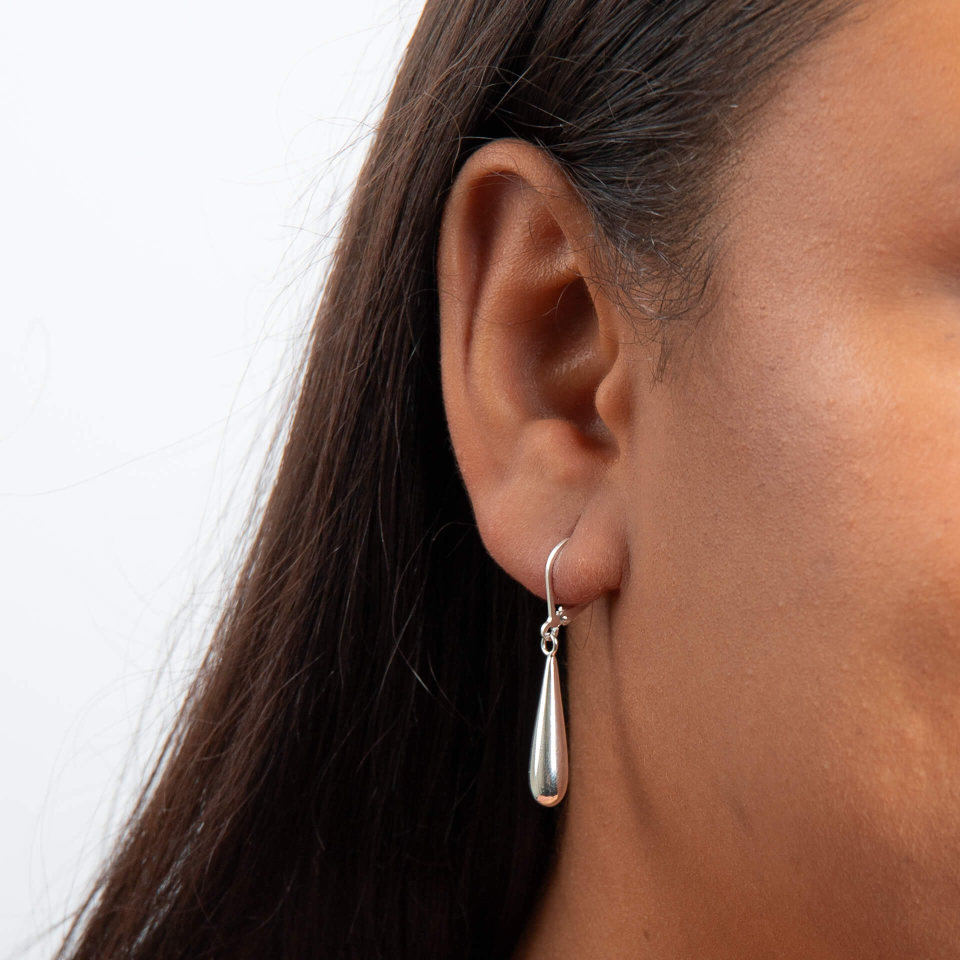 Elongated Teardrop French Hook Earrings