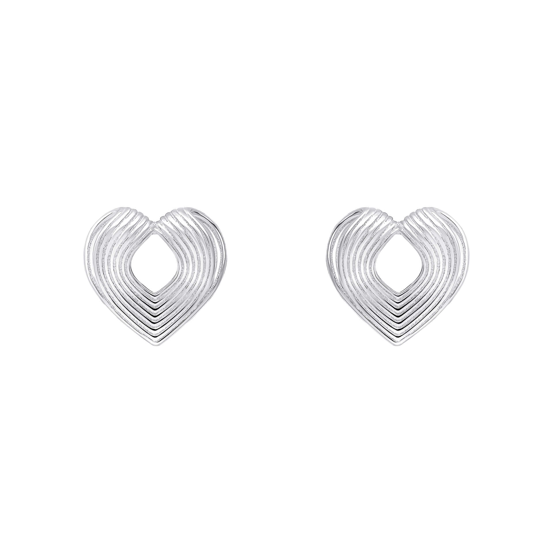 Ridged Heart Stud Earrings