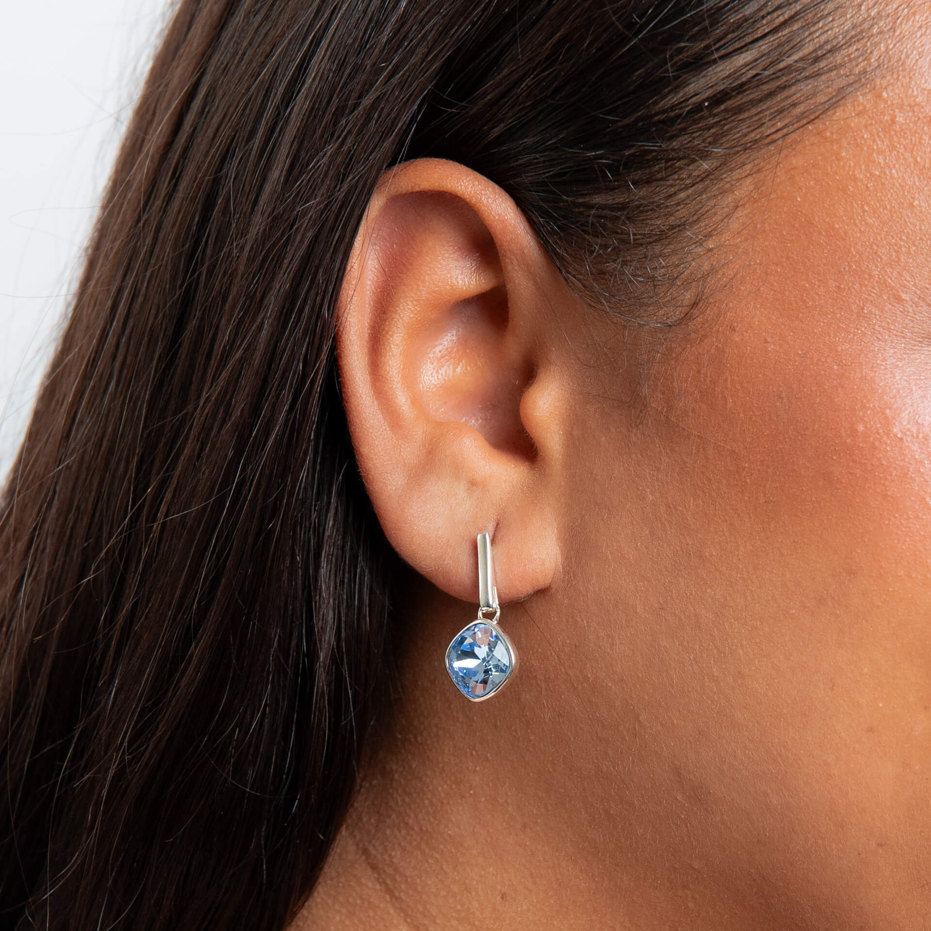 Cushion Cut Crystal Drop Stud Earrings