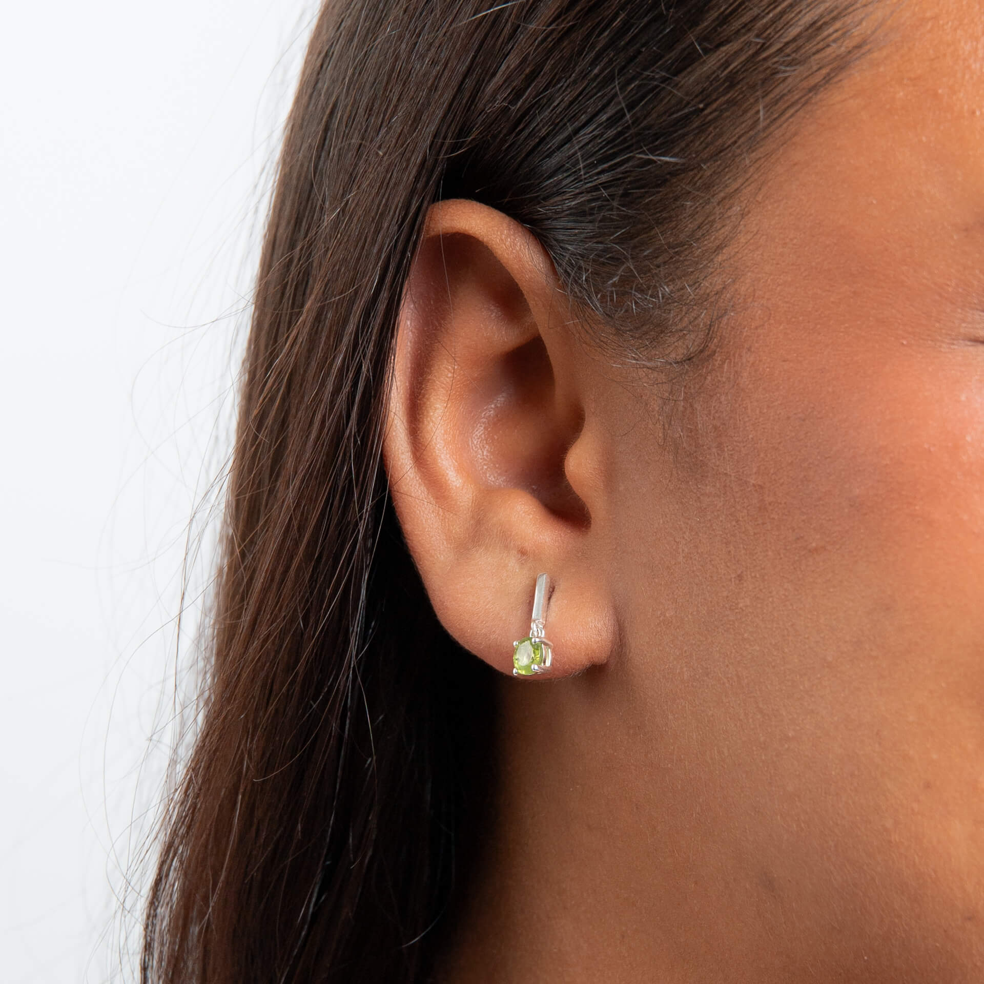 Round Semi Precious Drop Stud Earrings