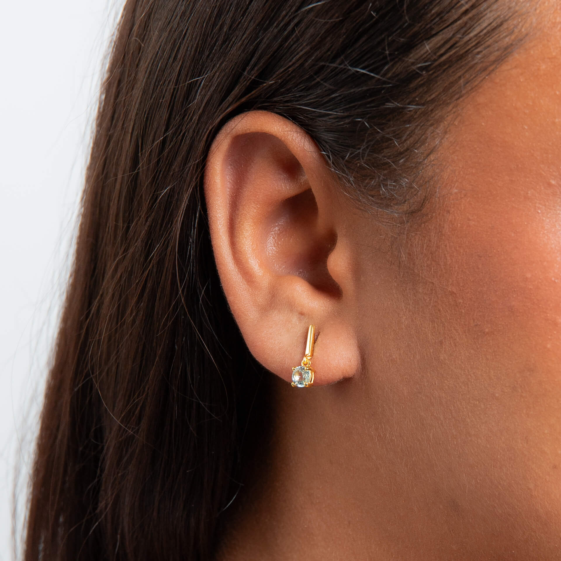 Round Semi Precious Drop Stud Earrings