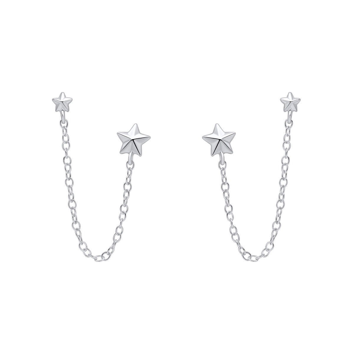 Star Chain Connector Double Stud Earrings
