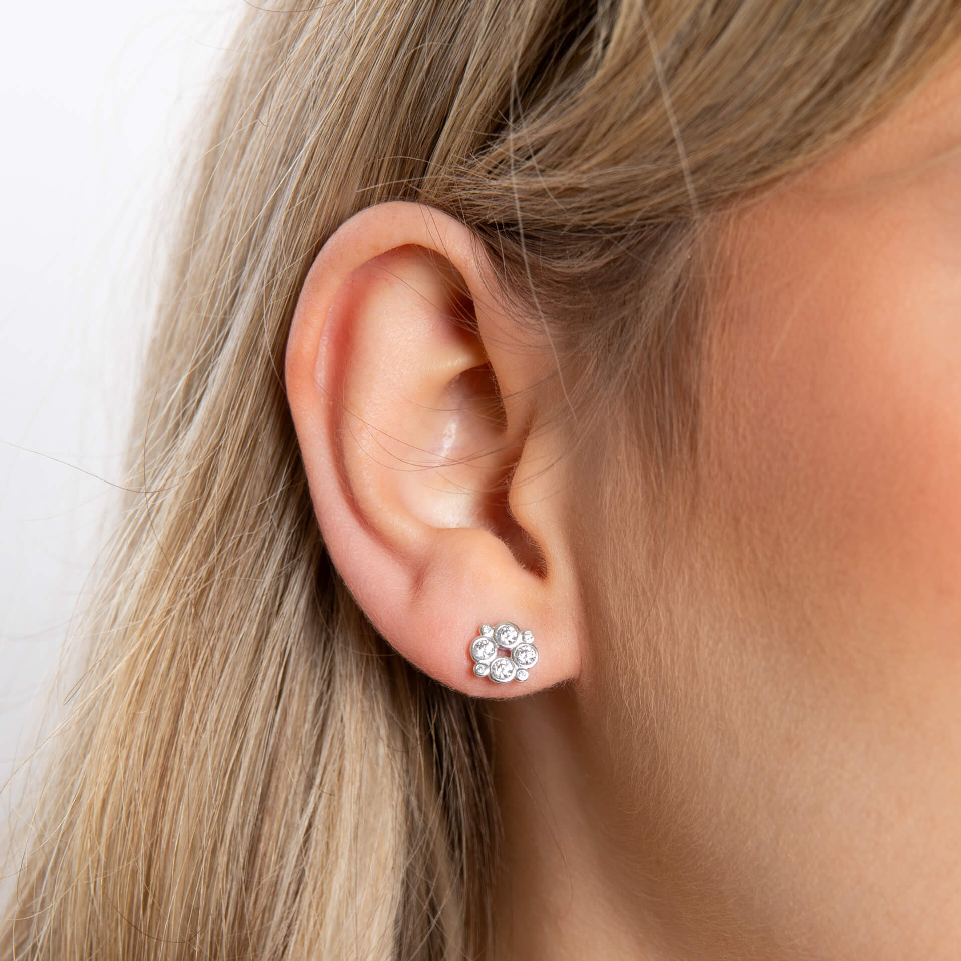 Multi Bezel Set Cubic Zirconia Stud Earrings