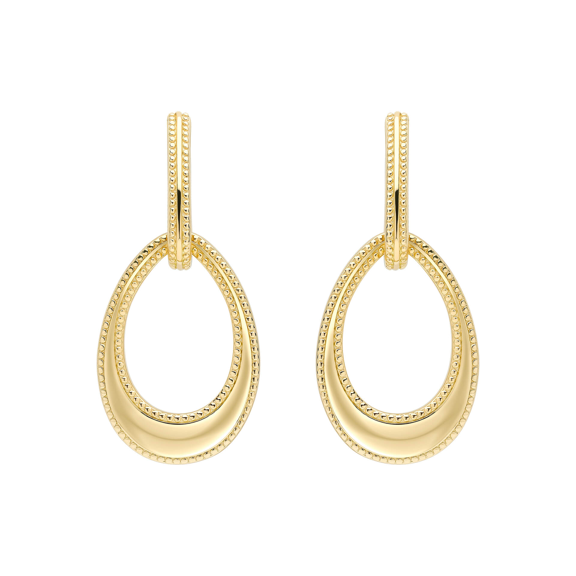 Open Teardrop Earrings with Millegrain Edge