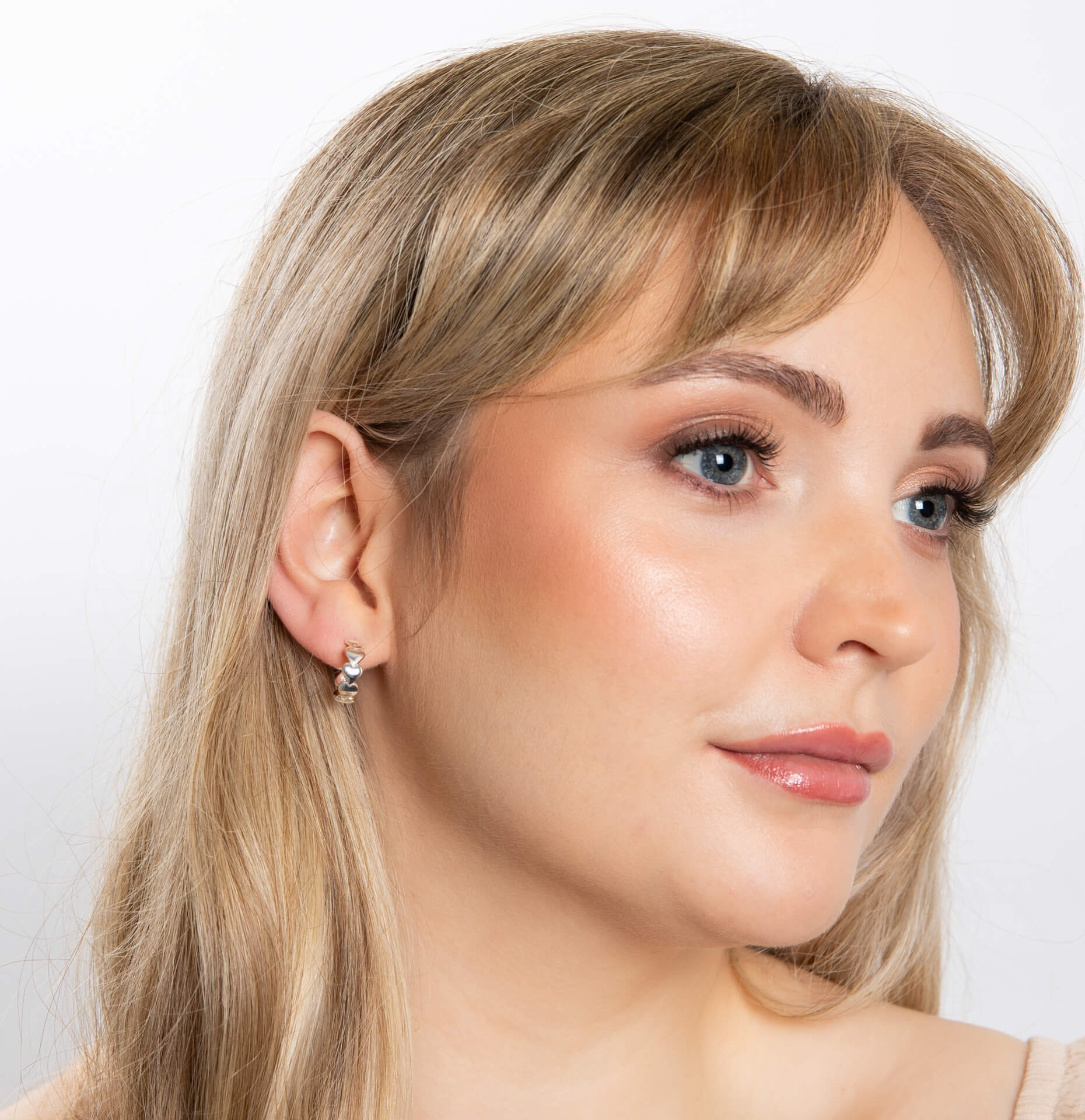 Heart Sequence Half Hoop Earrings