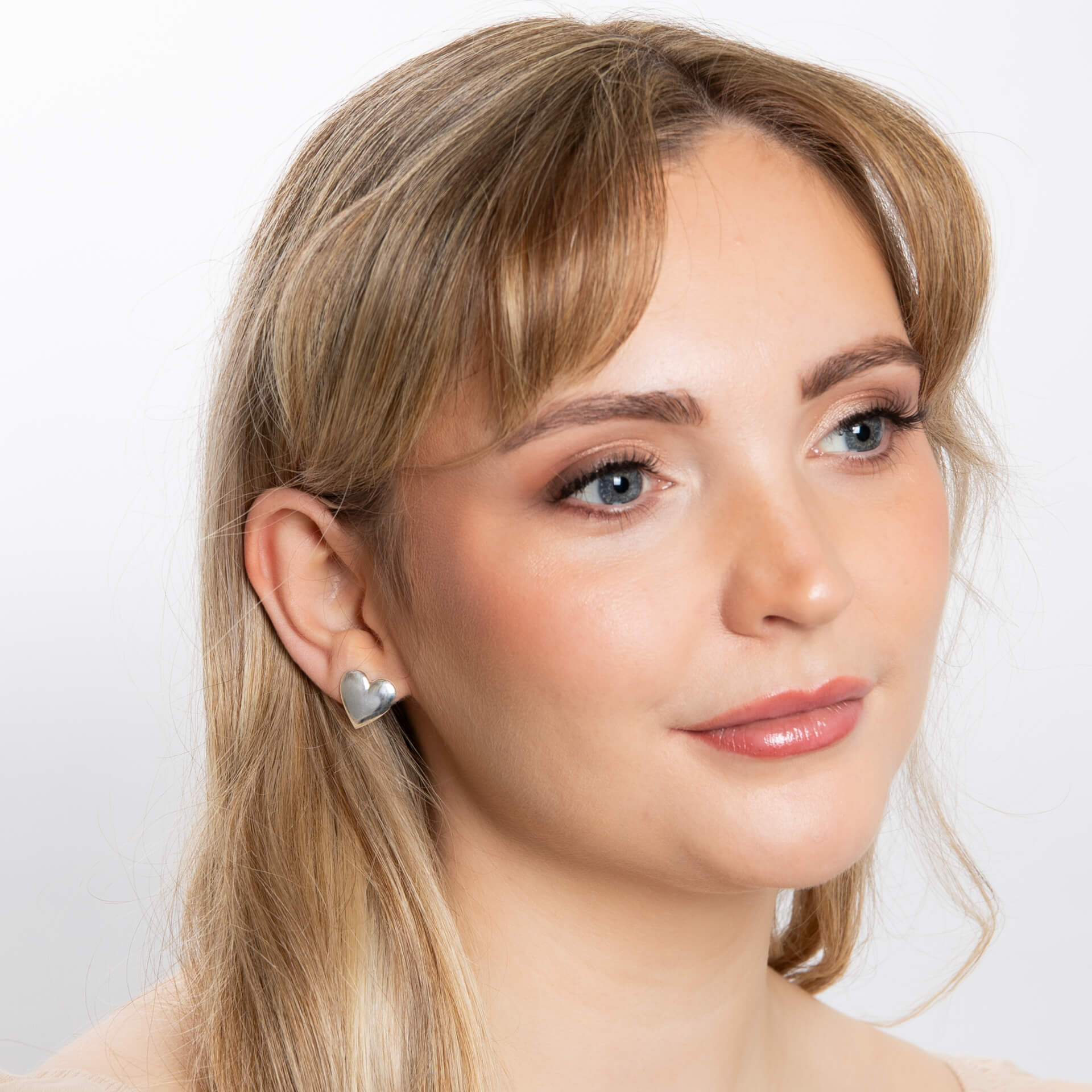 Polished Heart Stud Earrings