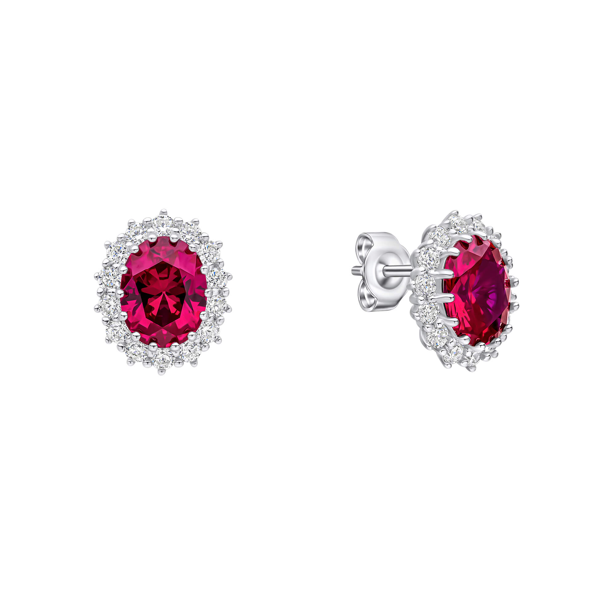 Oval Stud Earrings with Surround