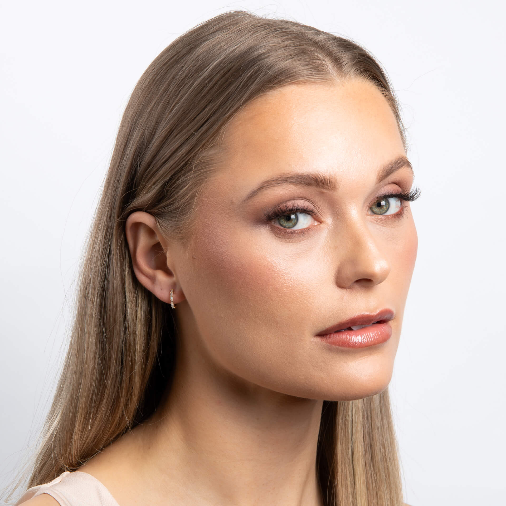 Baguette Zirconia Hoop Earrings