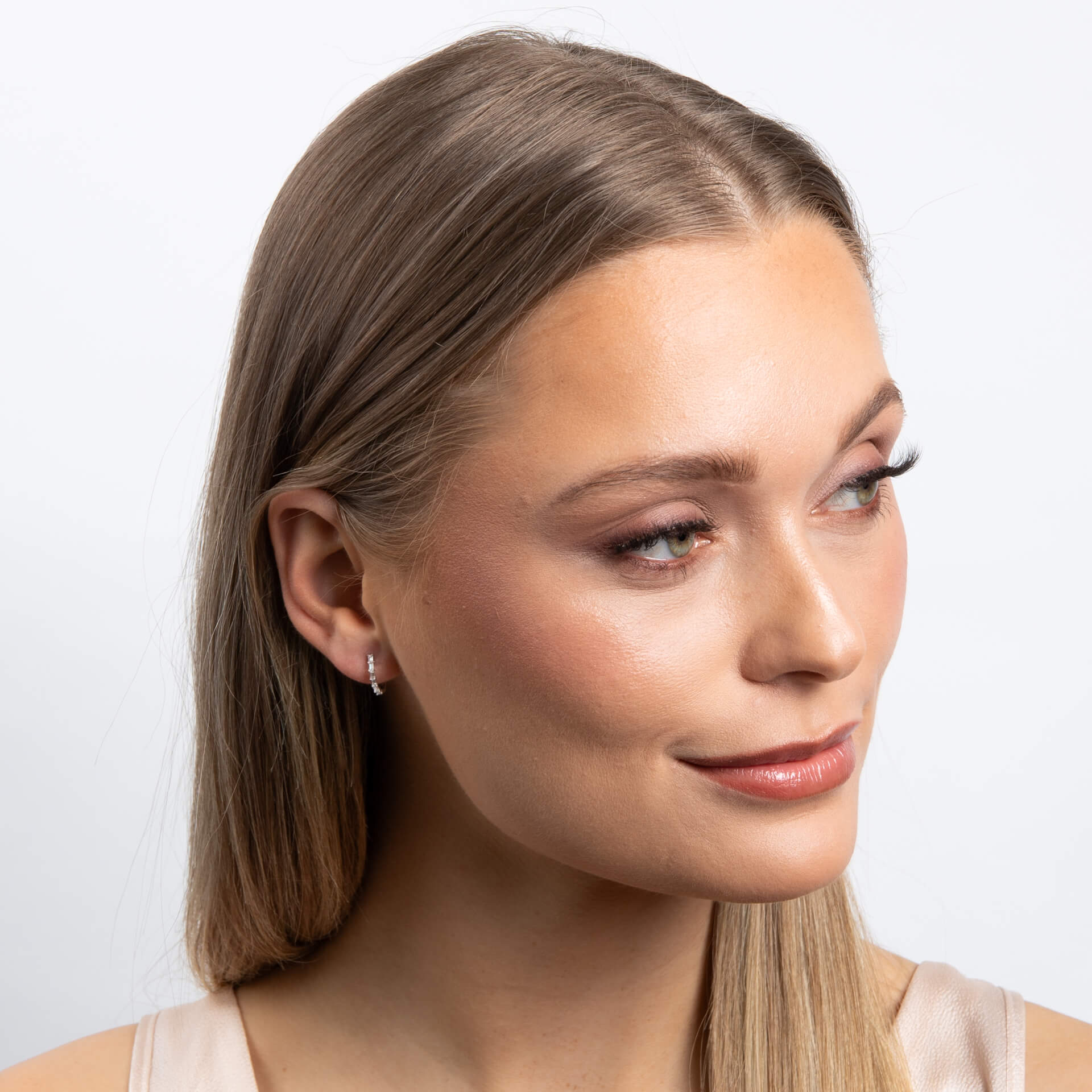 Baguette Zirconia Hoop Earrings