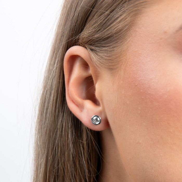 Bezel Set Carat Stud Earrings