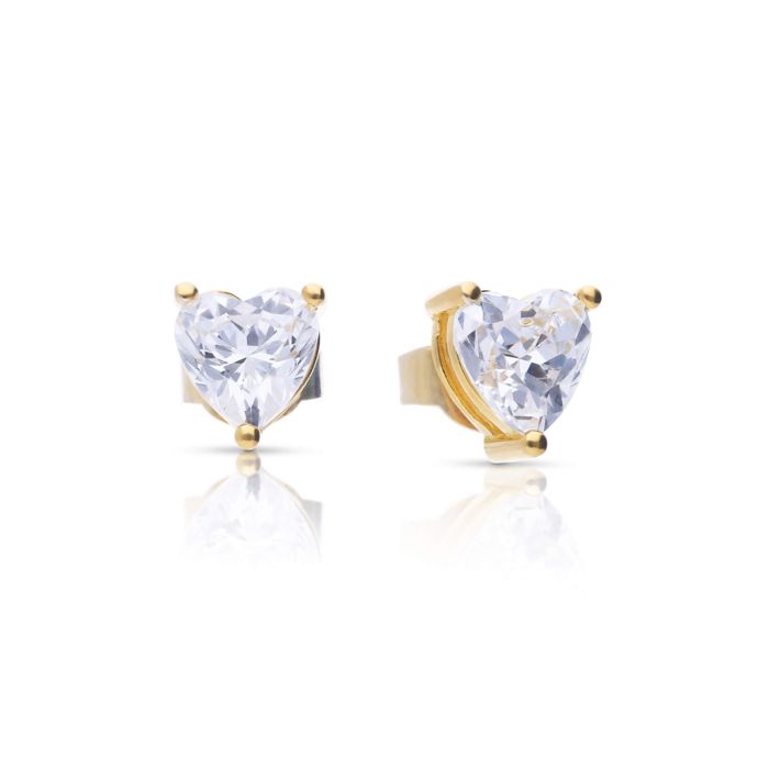Solitaire Heart Shaped Zirconia Stud Earrings