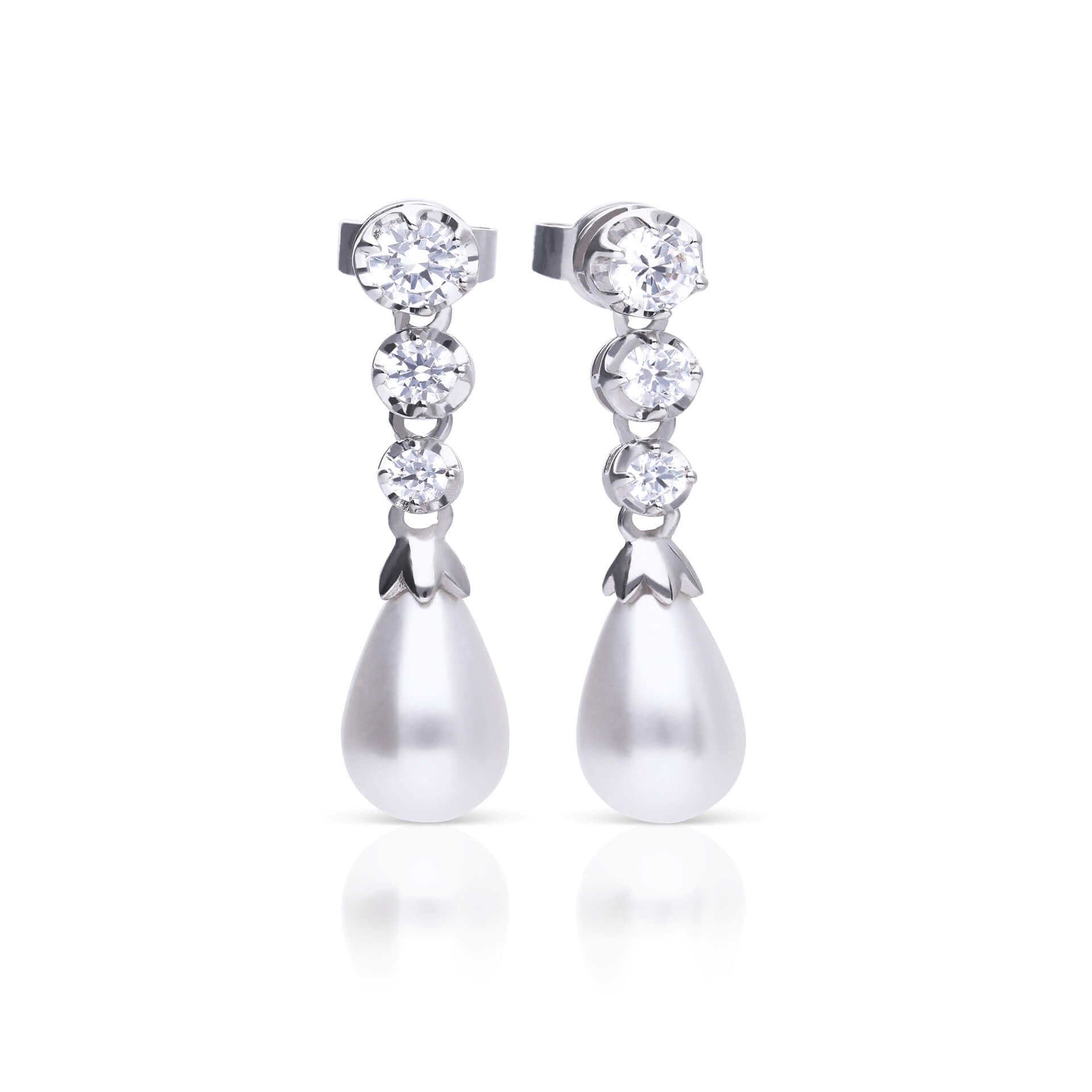 Statement Zirconia Drop Earrings Shell Pearl