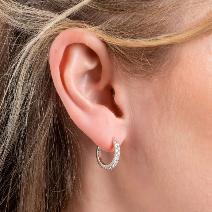 Claw Set Half Eternity Hoop Earrings