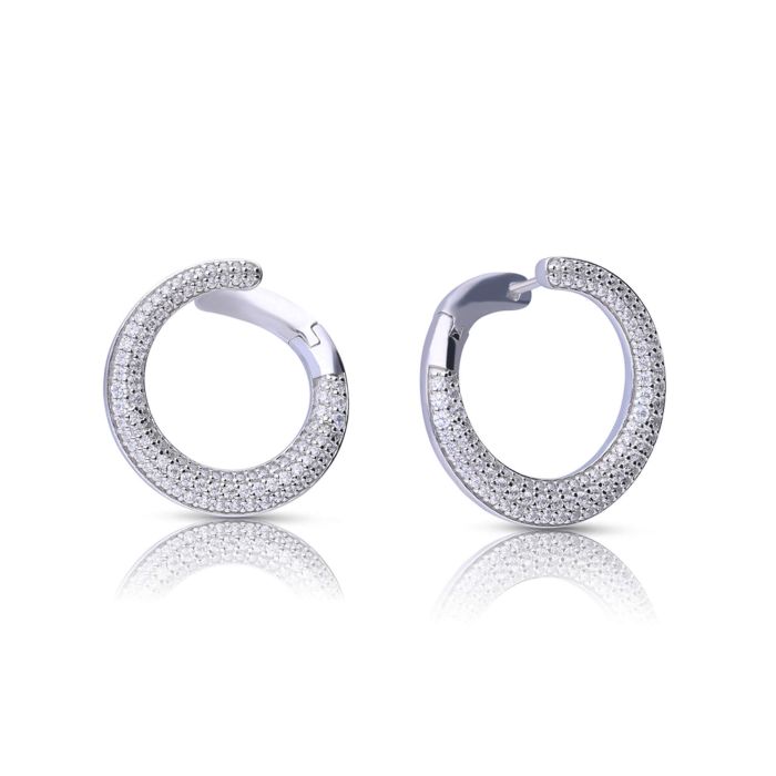 Pave Swirl Open Circle Earrings