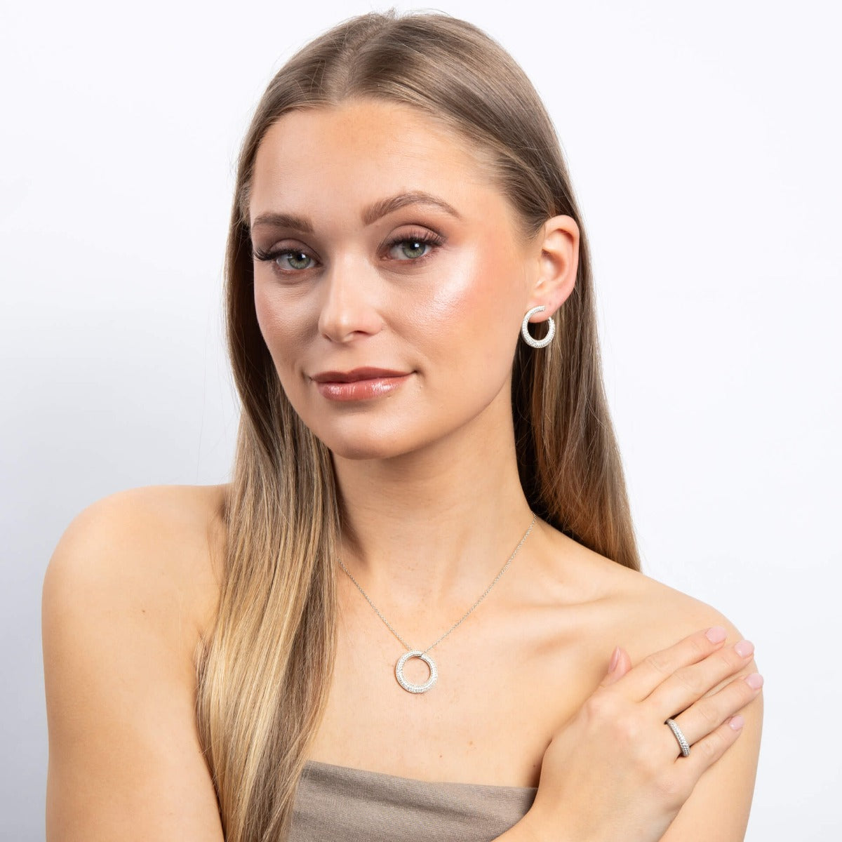 Pave Swirl Open Circle Necklace