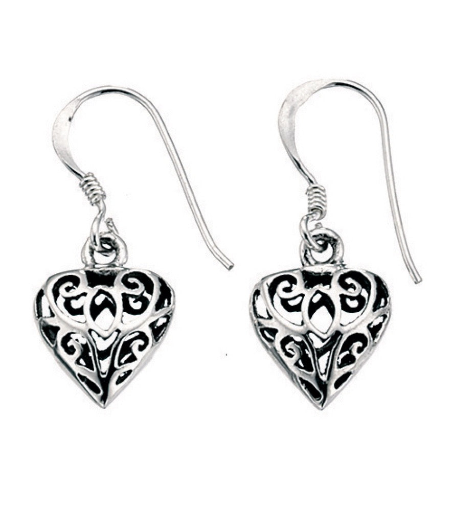 Filigree Heart Drop Earrings