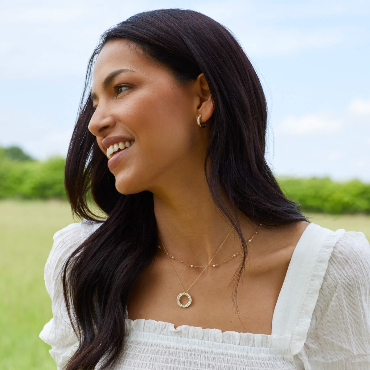 Trace Chain Station Necklace with Freshwater Pearls