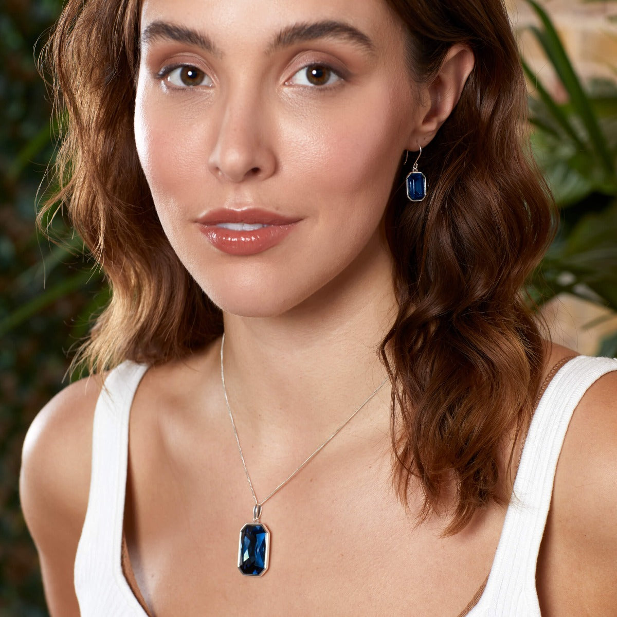 Elongated Octagon Crystal Drop Earrings