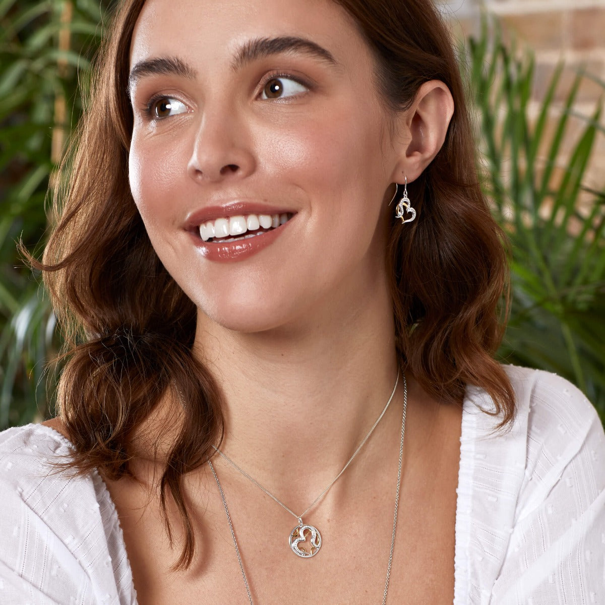 Organic Heart Pendant with Yellow Gold Plating and Cubic Zirconia