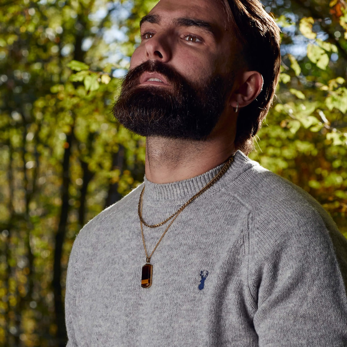 Dog Tag with Semi Precious Stone