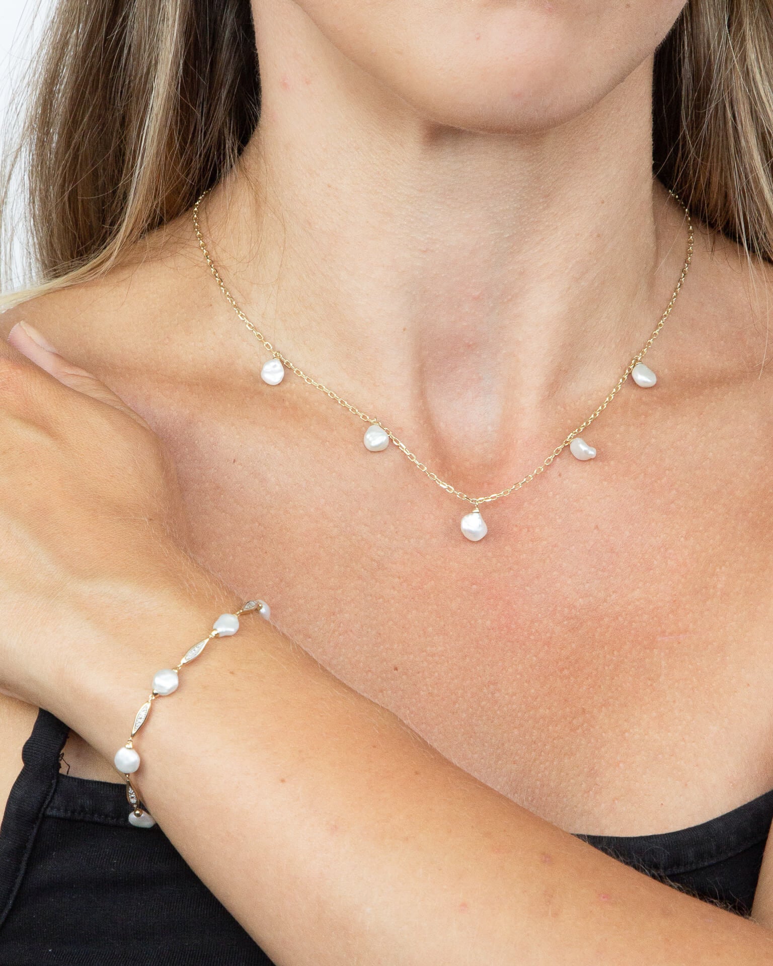 Keshi Pearl Charm Necklace