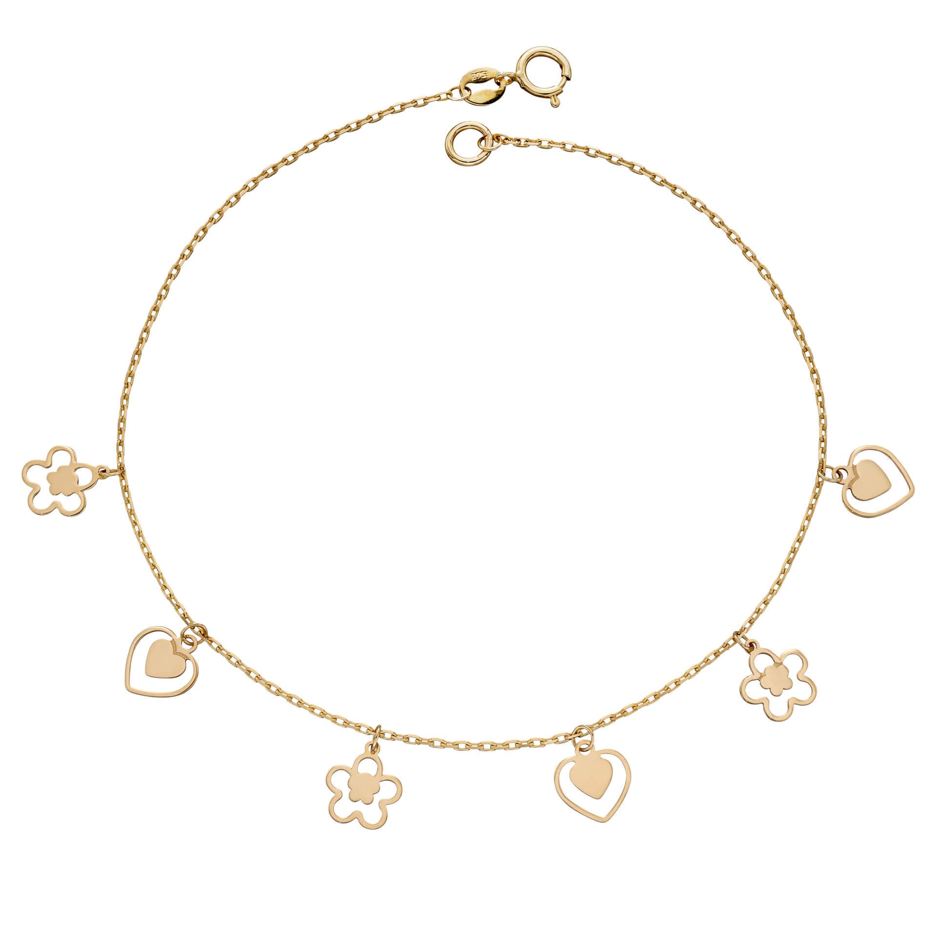Heart and Flower Charm Bracelet